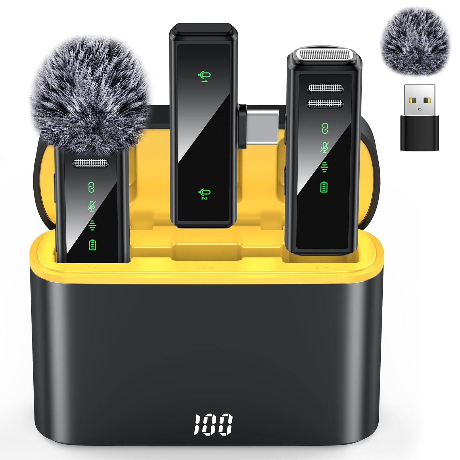 Vezqua Wireless Lavalier Microphone For Iphone 15, Android, Pc, Laptop, Usb C Mini Microphone With Noise Cancellation, Mini Micr