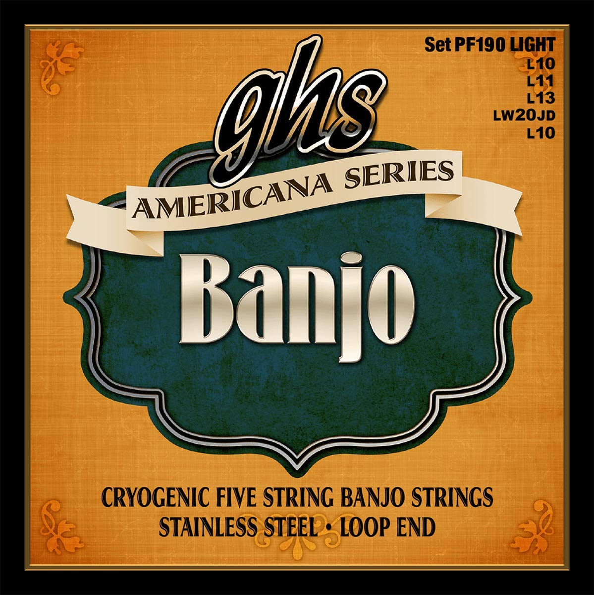 Ghs Strings Americana Series Banjo Strings (Ghs Pf 190), Light, 10 20