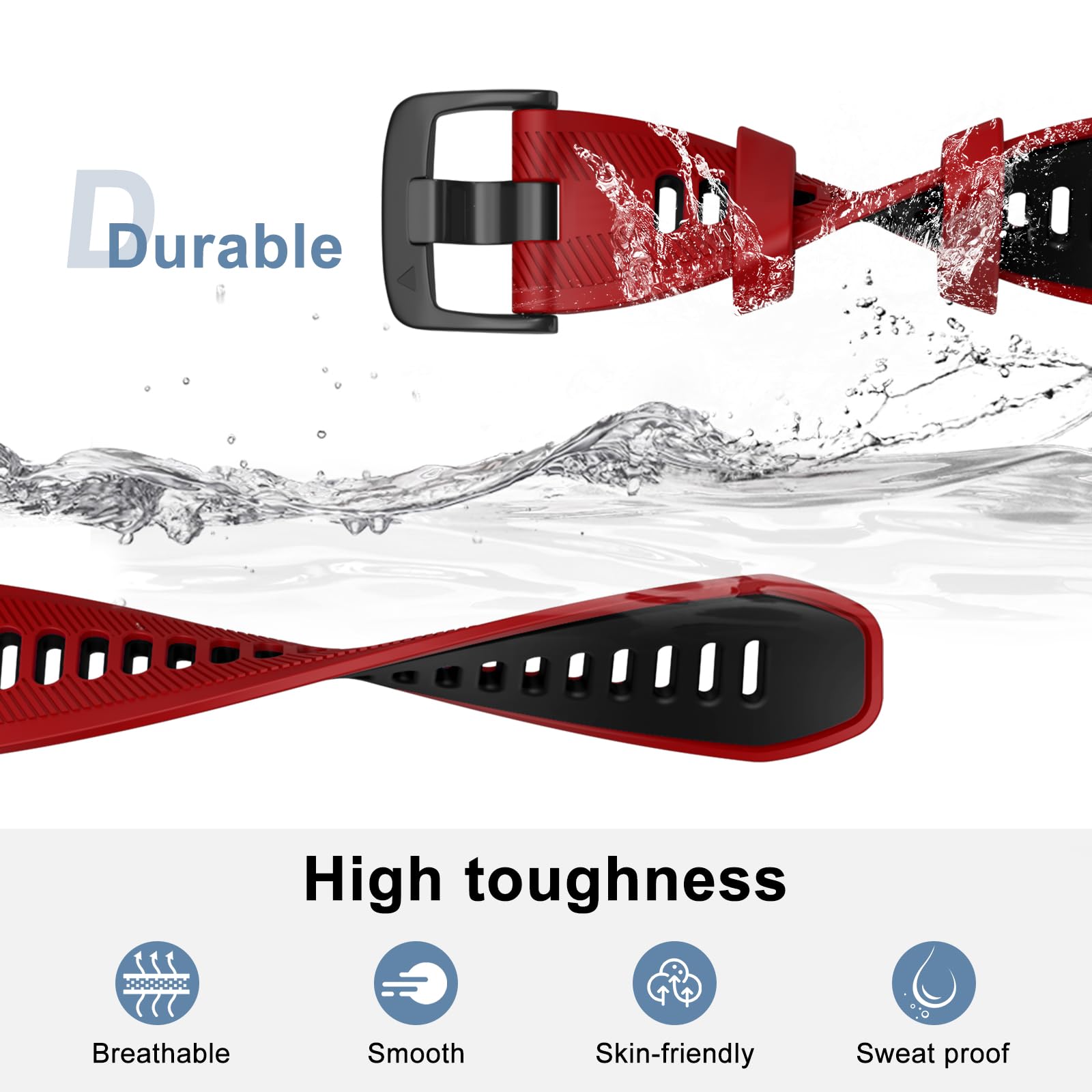 Isabake Watch Band For Garmin Forerunner 965/Forerunner 955/Forerunner 945/Forerunner 935,Soft Silicone 22Mm Replacement Bands C