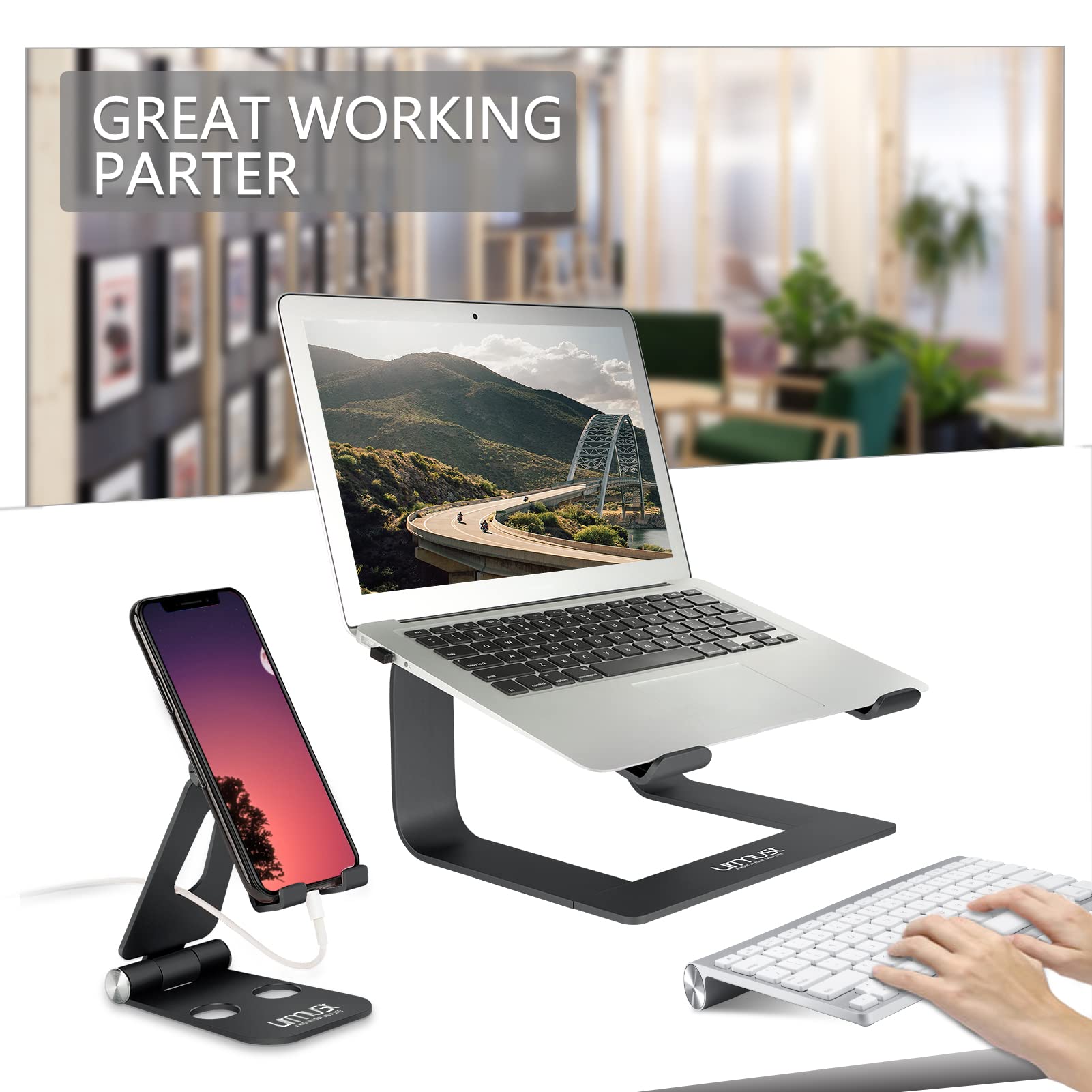 Urmust Laptop Stand For Desk Aluminum Computer Stand For Laptop Riser Holder Notebook Stand Compatible With Macbook Air Pro, Del