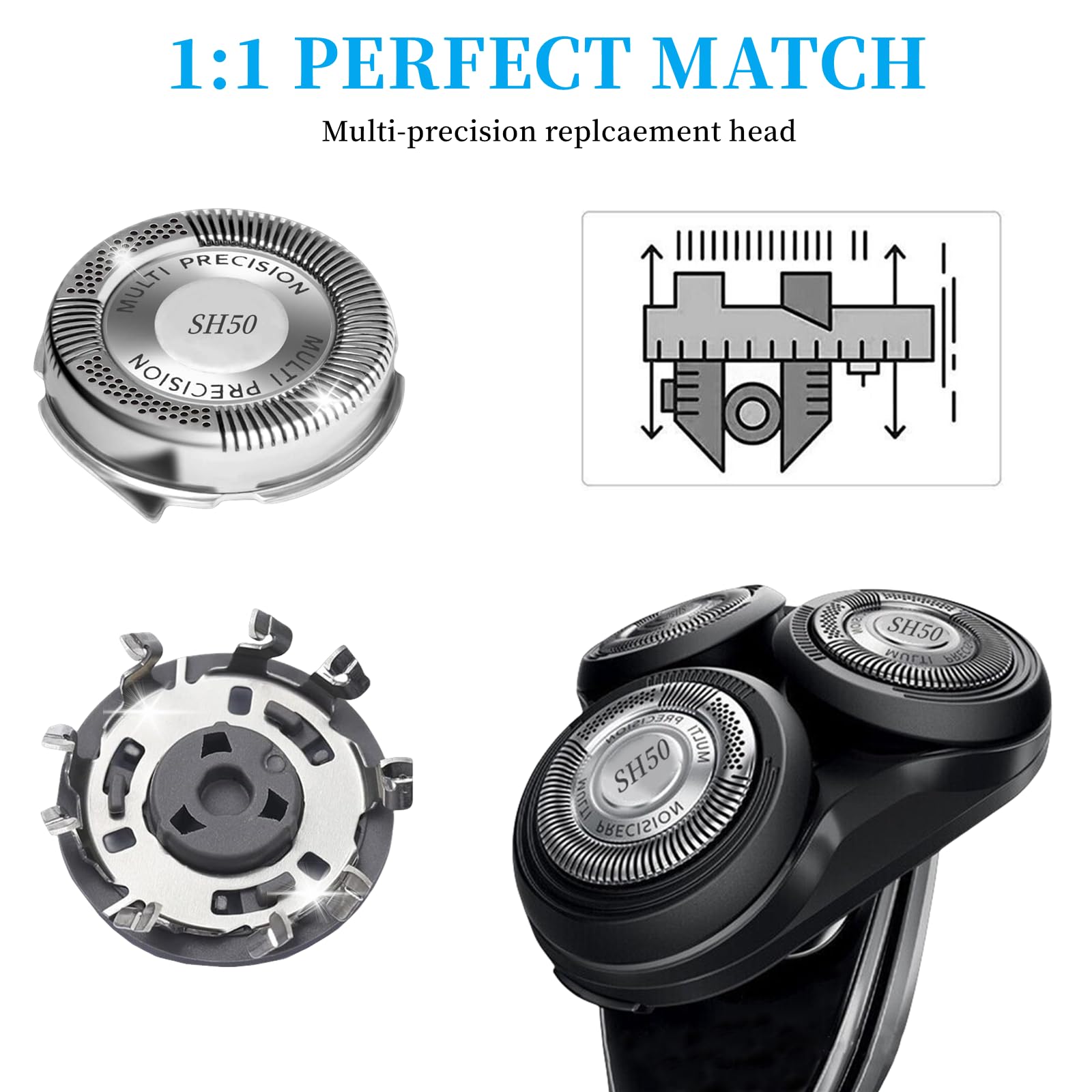 Sh50 Replacement Heads For Series 5000 Replacement Heads Compatible With Series 5000 Shavers,Sh50 For Replacement Heads,6Pcs.
