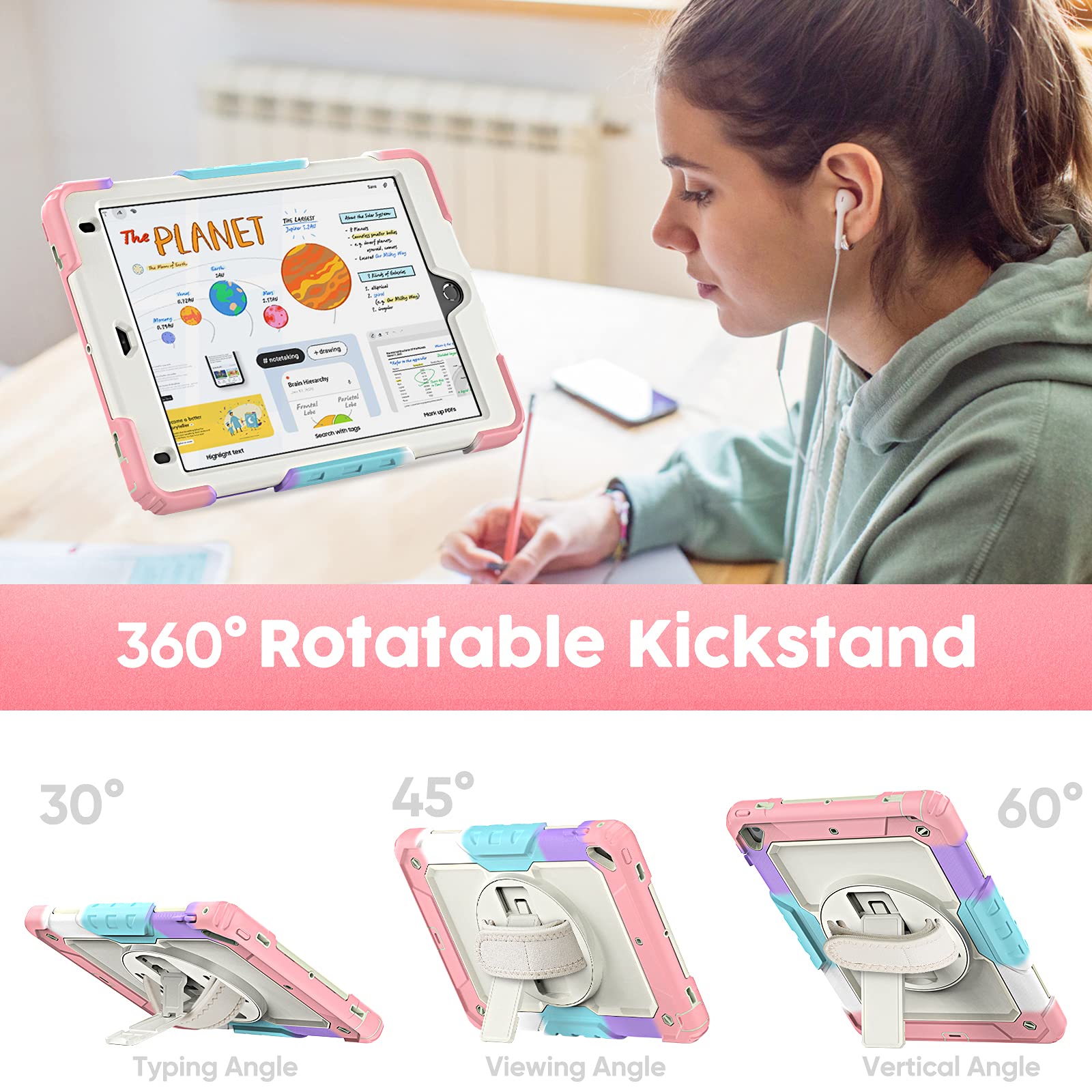 Timecity Kids Case For Ipad 6Th/5Th Generation (9.7 Inch, 2018/2017), Ipad Air 2, Full Body Rugged Case With Screen Protector, S