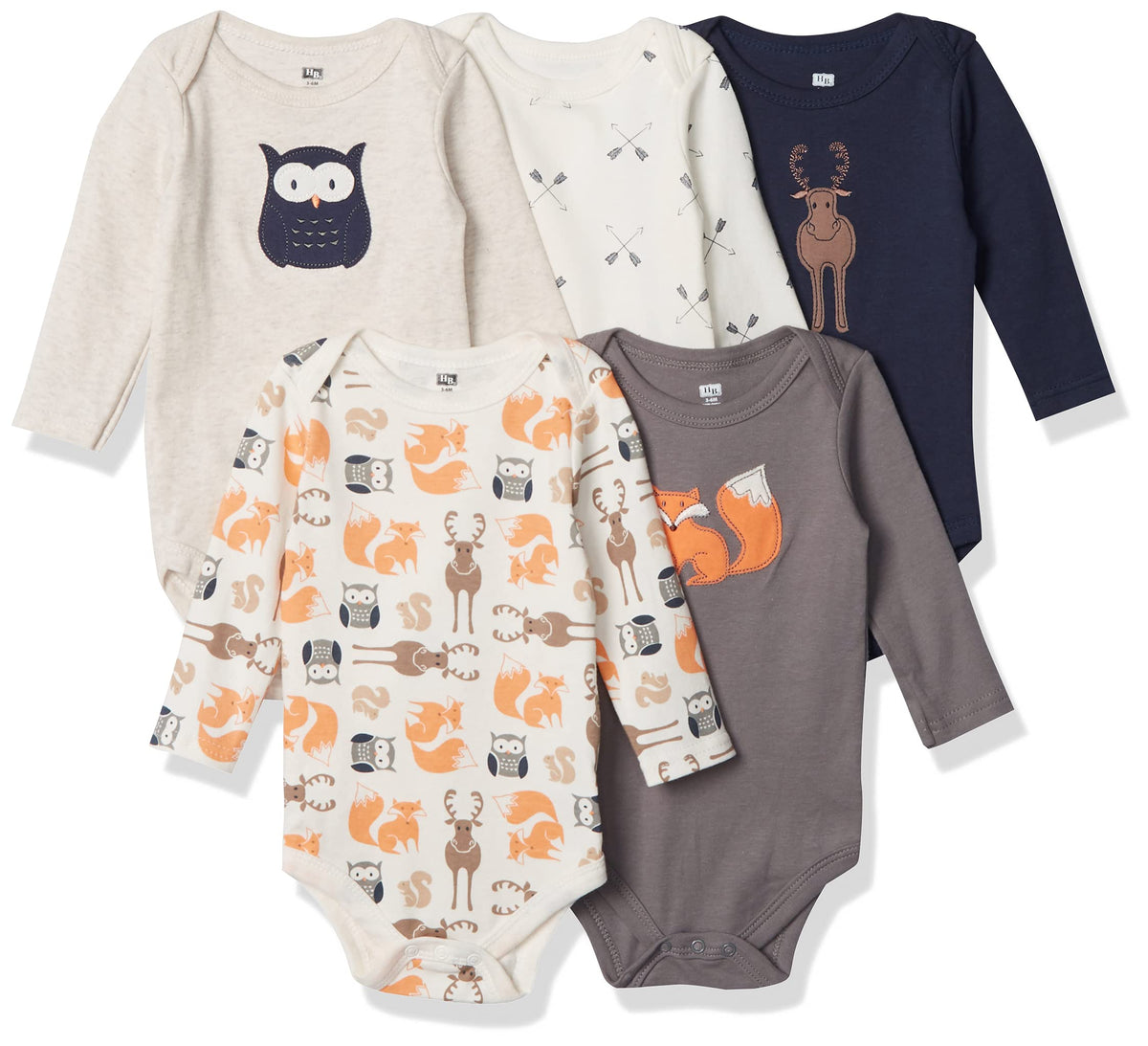 Hudson Baby Unisex Baby Cotton Long Sleeve Bodysuits Forest, 9 12 Months