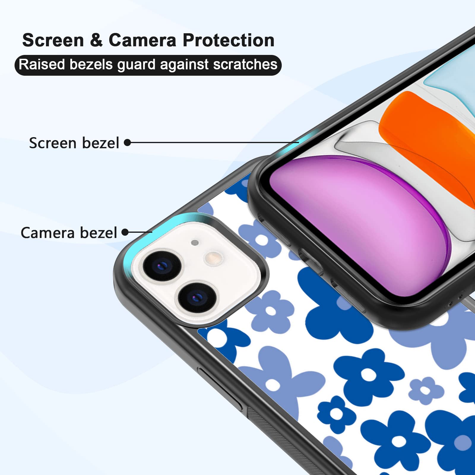 FANXI iPhone 11 (6.1 Inch) Shockproof Bloom Blue Flower TPU Phone Case