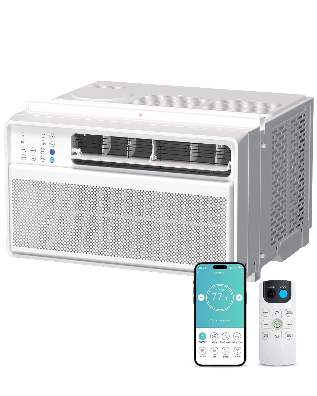 Electactic 12000BTU Smart Inverter Window Air Conditioner AC Unit, App & Remote Control, Cools Rooms up to 550 Sq. Ft, 6 Modes, 