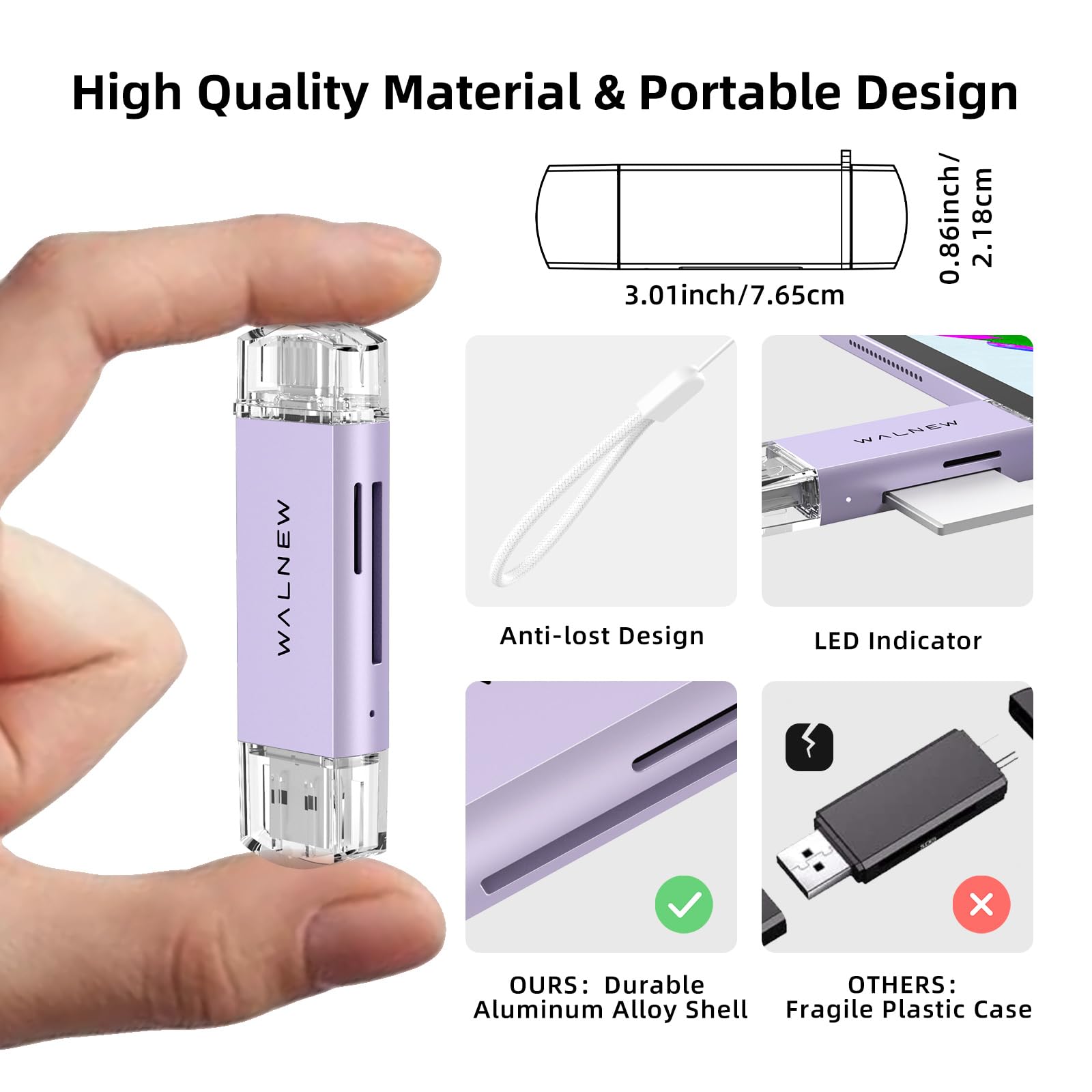 Sd Card Reader, Walnew Usb 3.0 And Usb C To Sd/Tf Memory Card Adapter For Mac,Macbook,Computer/Pc,Laptop,Ipad,Samsung Galaxy And