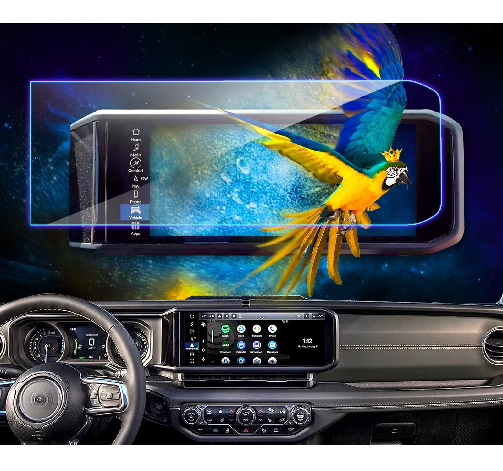 Eueky For 2024 Wrangler Jl Screen Protector For 2024 Jeep Wrangler Jl Accessories Rubicon Sahara Sport S Willys Sport Tempered G