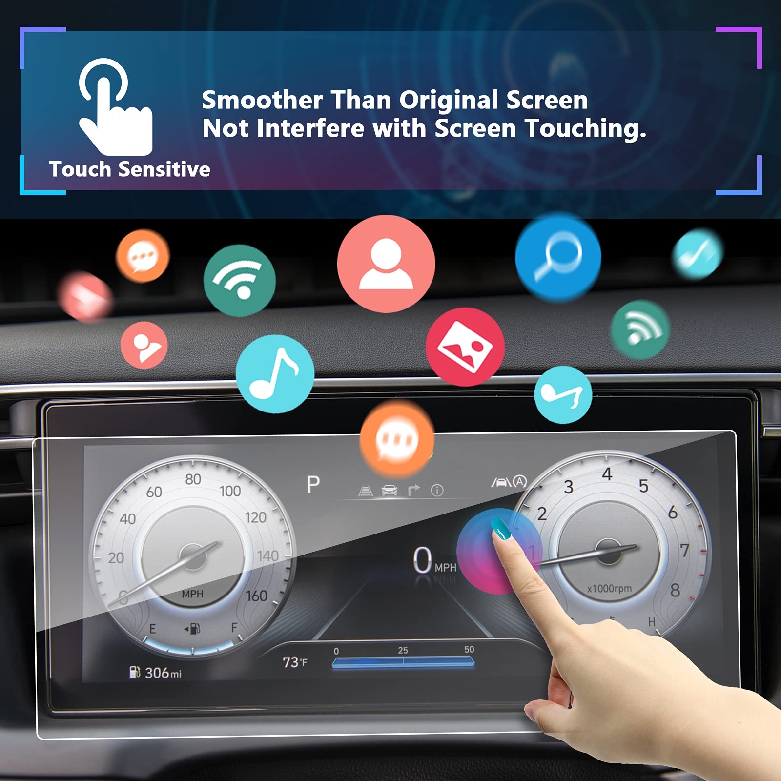 Sxcy For 2022 2023 2024 Hyundai Tucson/Santa Cruz Screen Protector 10.25 Inch For 2023 2024 Hyundai Tucson Se/Sel/Xrt/N Line/Limited Accessories 2024 Tucson/Santa Cruz Instrument Display Screen