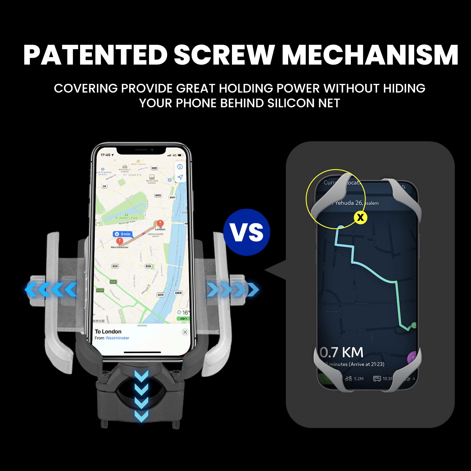 Ilm Motorcycle Phone Mount Premium Aluminum Universal Bike Rack Handlebar Holder Fits Iphone 15 Pro Max 14 | 14 Max X | Xs Max G