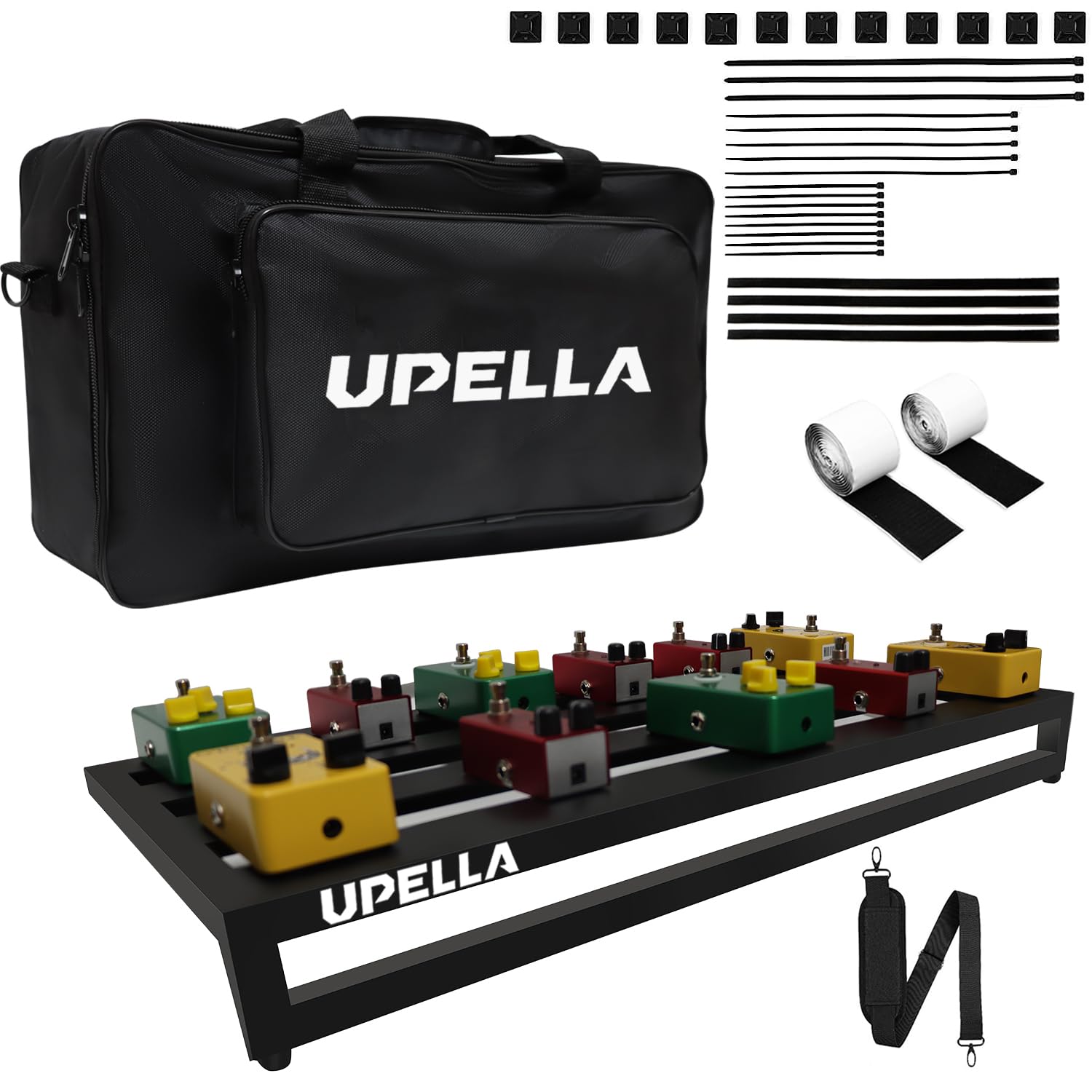 UPELLA Guitar Pedal Board Aluminum Guitar Effect Pedal Board 22 x 12.5 Guitar Effects Pedalboard Accessories with Carrying B