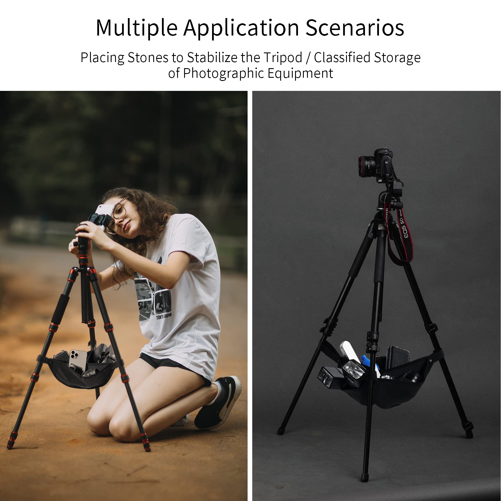 Selens Tripod Weight Bag Black Durable Tripod Stone Bag Universal Light Stand Sand Bag For Stabilizing Photography Accessory