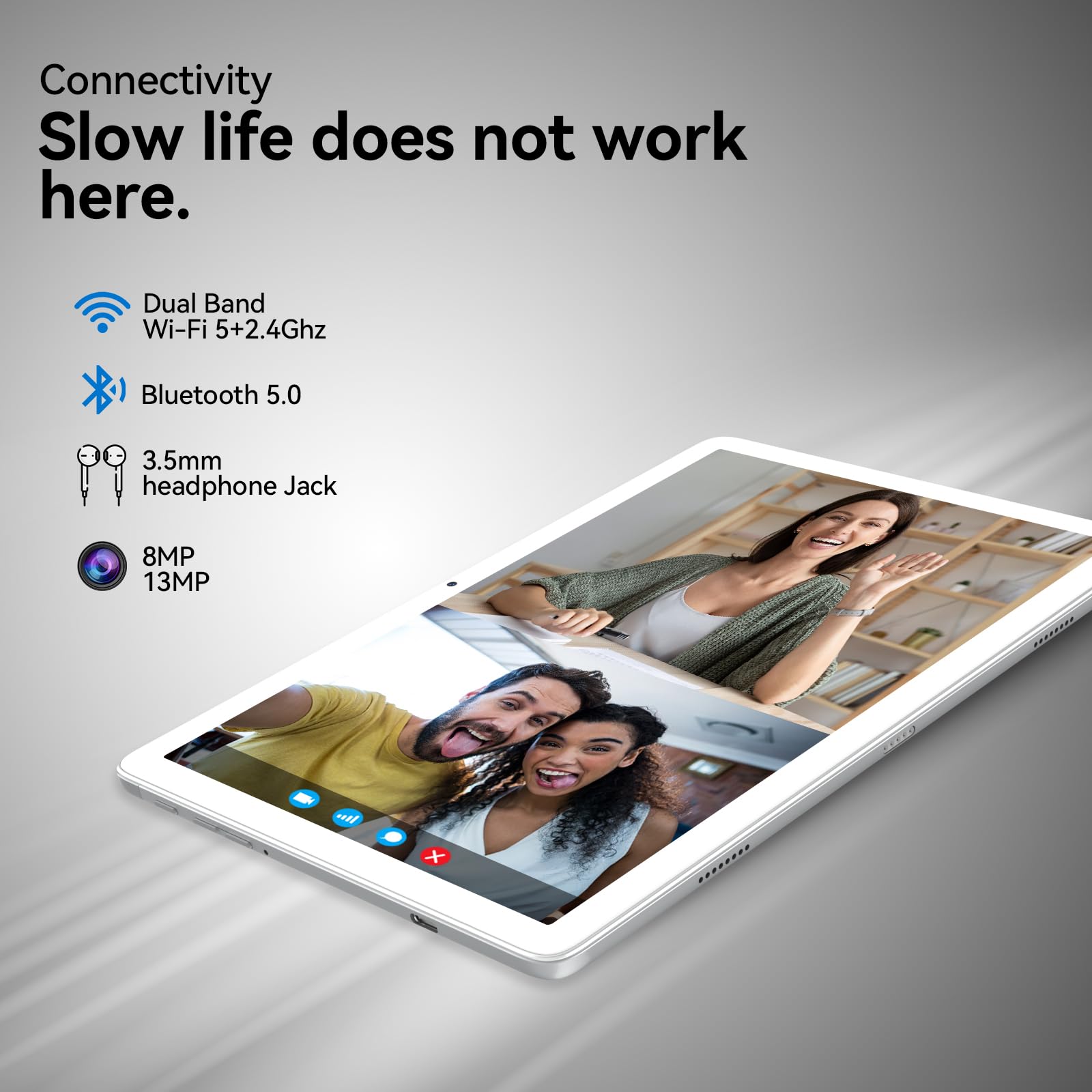 2 In 1 Tablet With Keyboard, 2024 Latest Tablets Android 4+4+128Gb Rom, 10 Inch Tablet With Octa Core Chip Support 5+2.4Ghz Wifi, 7000Mah Battery, Bluetooth 5.0, Gps, Hd Touch Screen Silver