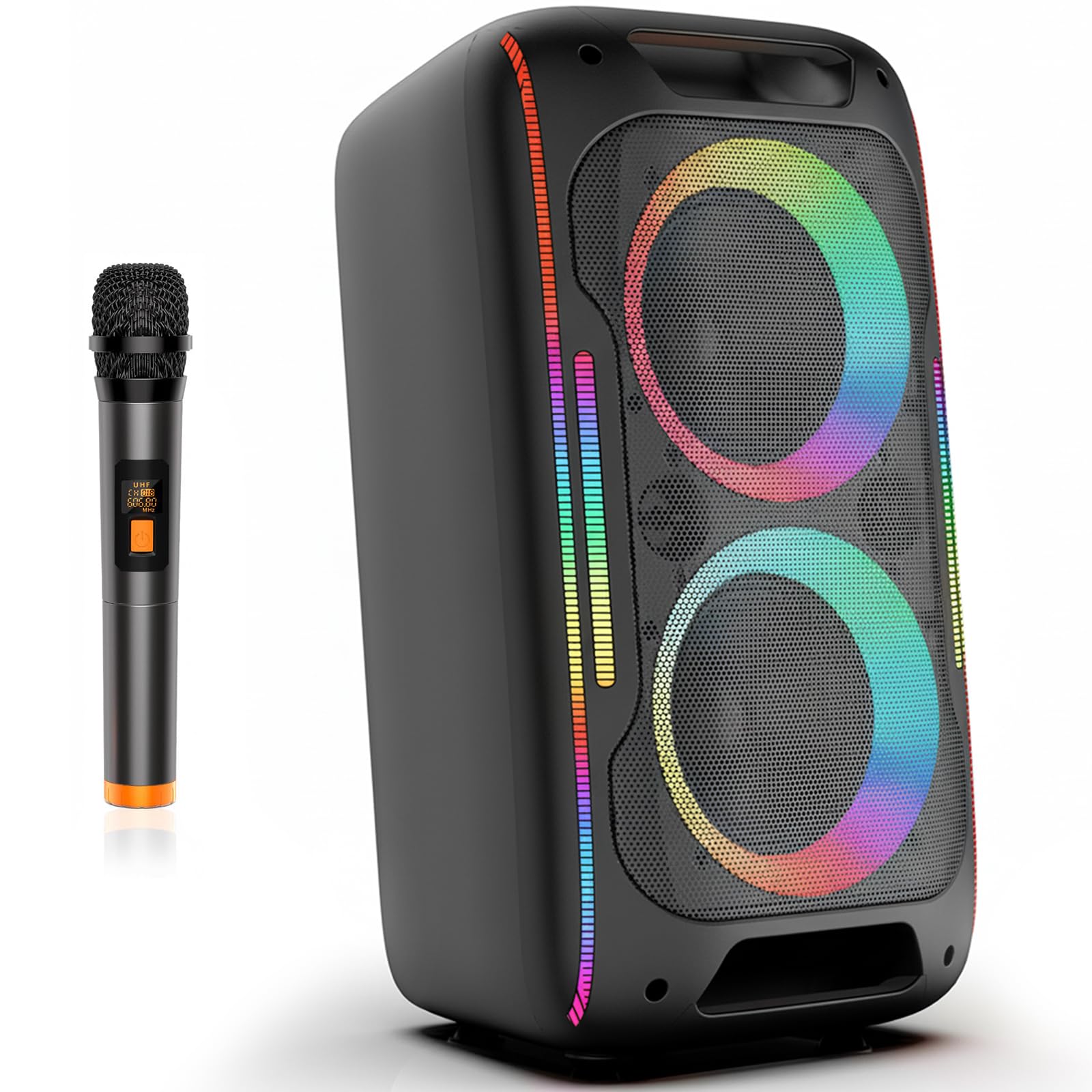 QAU 180W Peak Party Speaker Dual 6.5 Subwoofer, Powerful Sound/lightshow