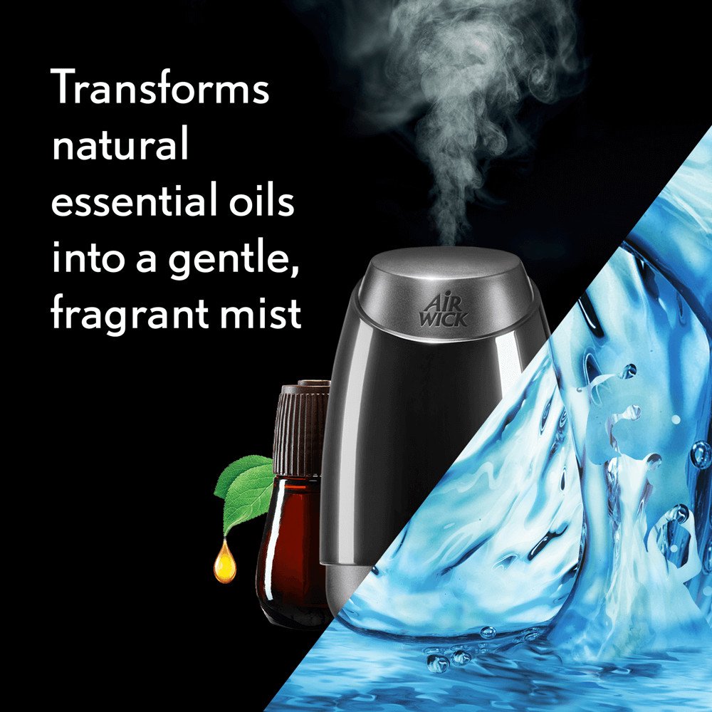 Air Wick Essential Mist, Essential Oil Diffuser, (Diffuser + 1 Refill), Fresh Water Breeze, Air Freshener (Device And Packaging