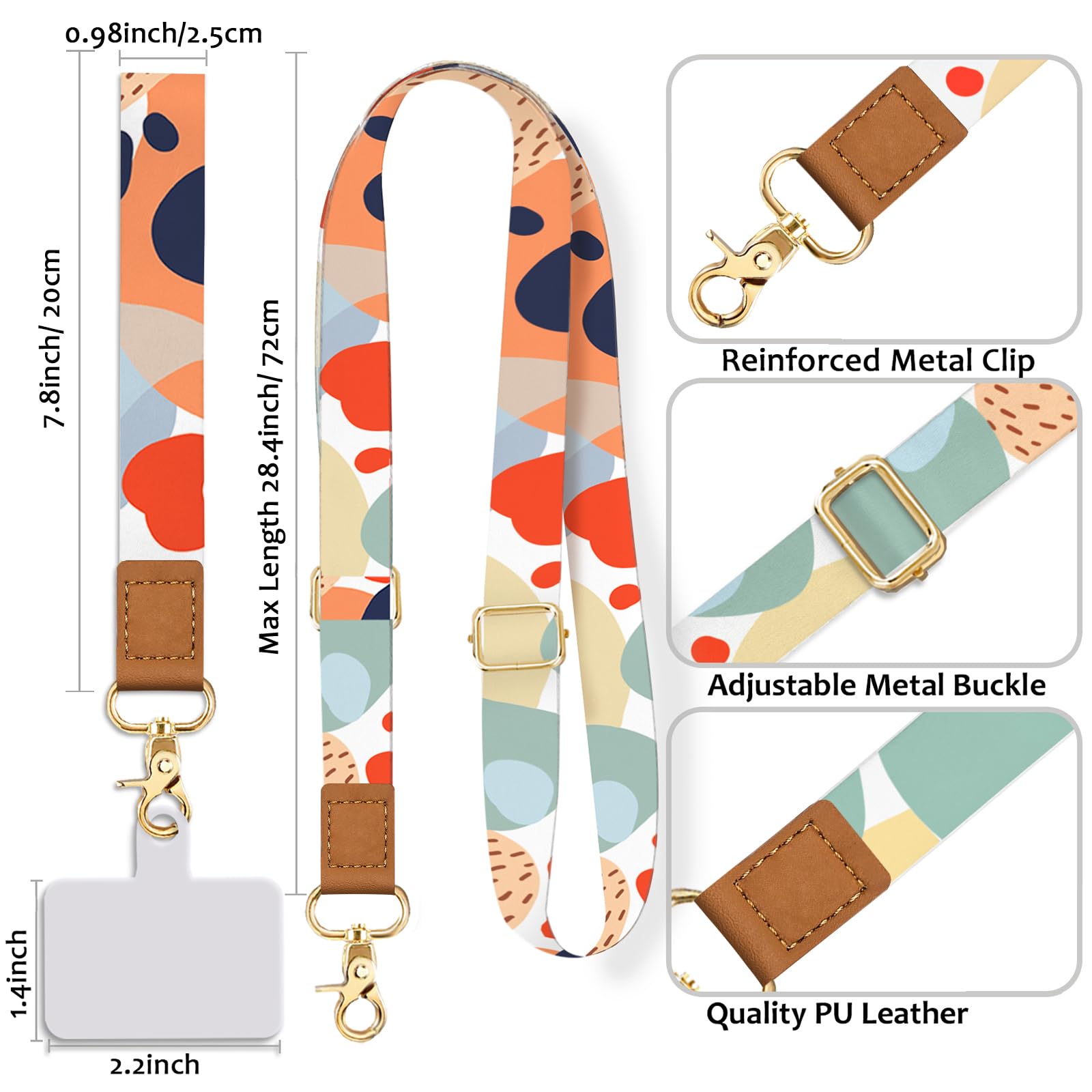 Phone Lanyard Crossbody Wrist Strap, Abstract Art Adjustable Cell Phone Lanyard Wristlet Phone Strap With 2 Phone Tether Tabs, N