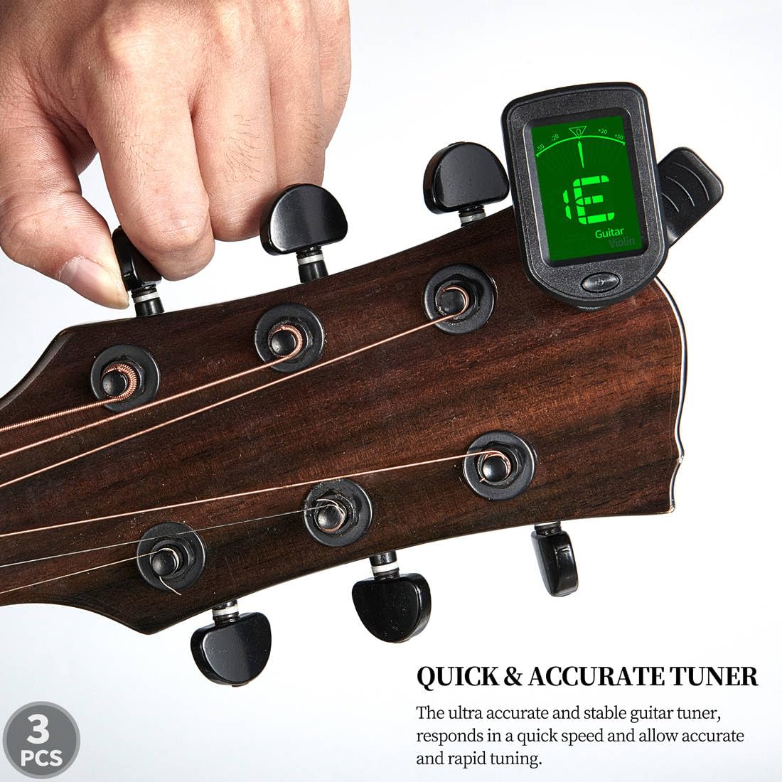 Guitar Tuner Clip On Ukulele Tuner 3 Pack For Guitar Bass Ukulele Violin Banjo Tuner