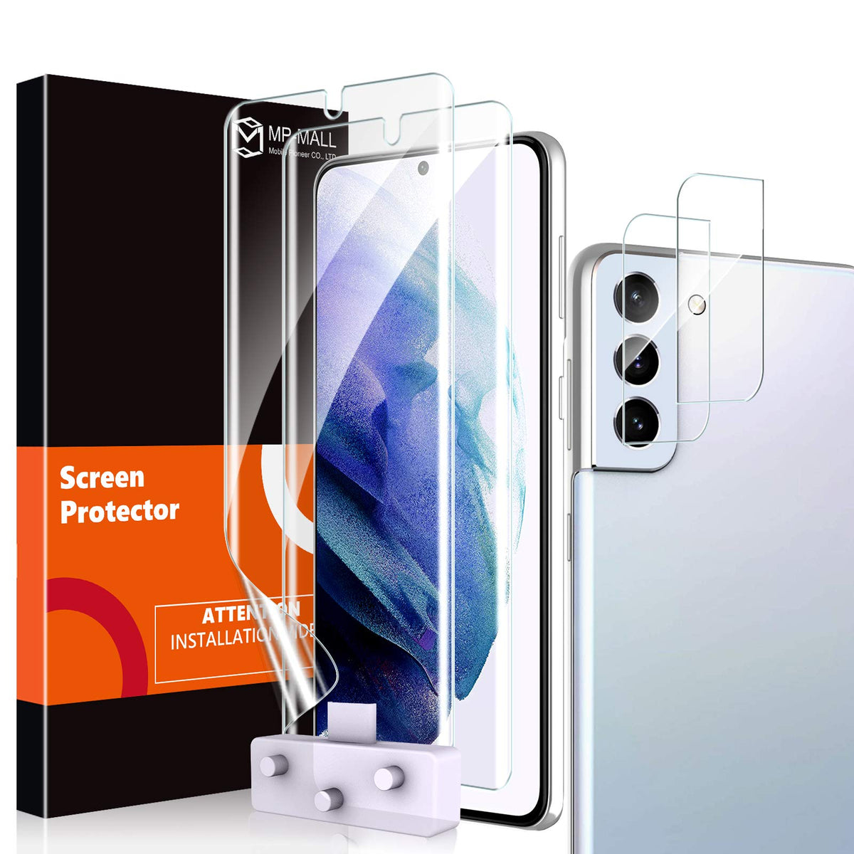 Mp Mall 4 Pack 2 Pack Flexible Tpu Film Screen Protector + 2 Pack Camera Lens Protector Designed For Samsung Galaxy S21 Plus / S