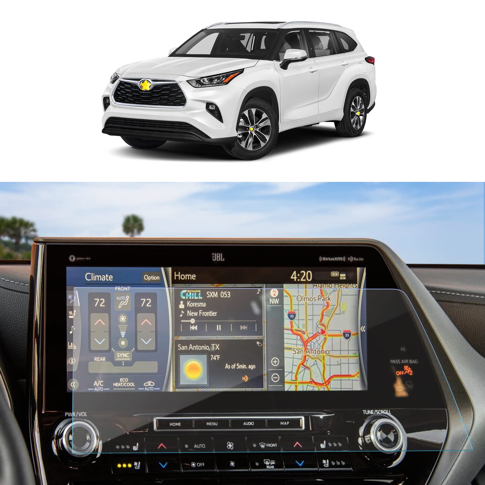 Sktu Screen Protector For 2020 2022 Toyota Highlander Lmited/Platinum/Hybrid Limited/Hybrid Platinum 12.3In 2022 Highlander Accessories Hd Clear