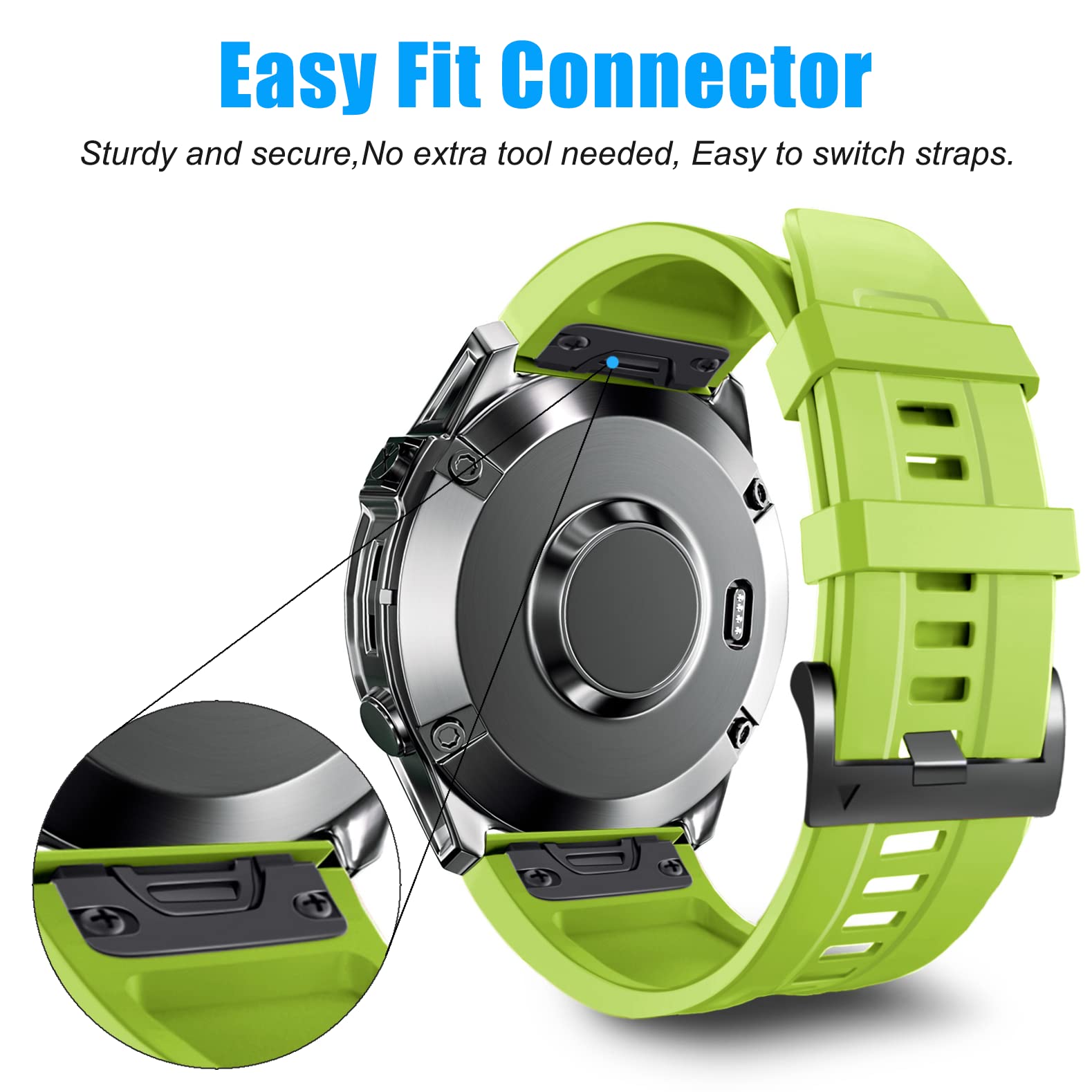 Compatible With Garmin Forerunner 965/955 Watch Bands, 22Mm Width Quick Release Silicone Straps Forerunner 945/935/Fenix 7/Fenix