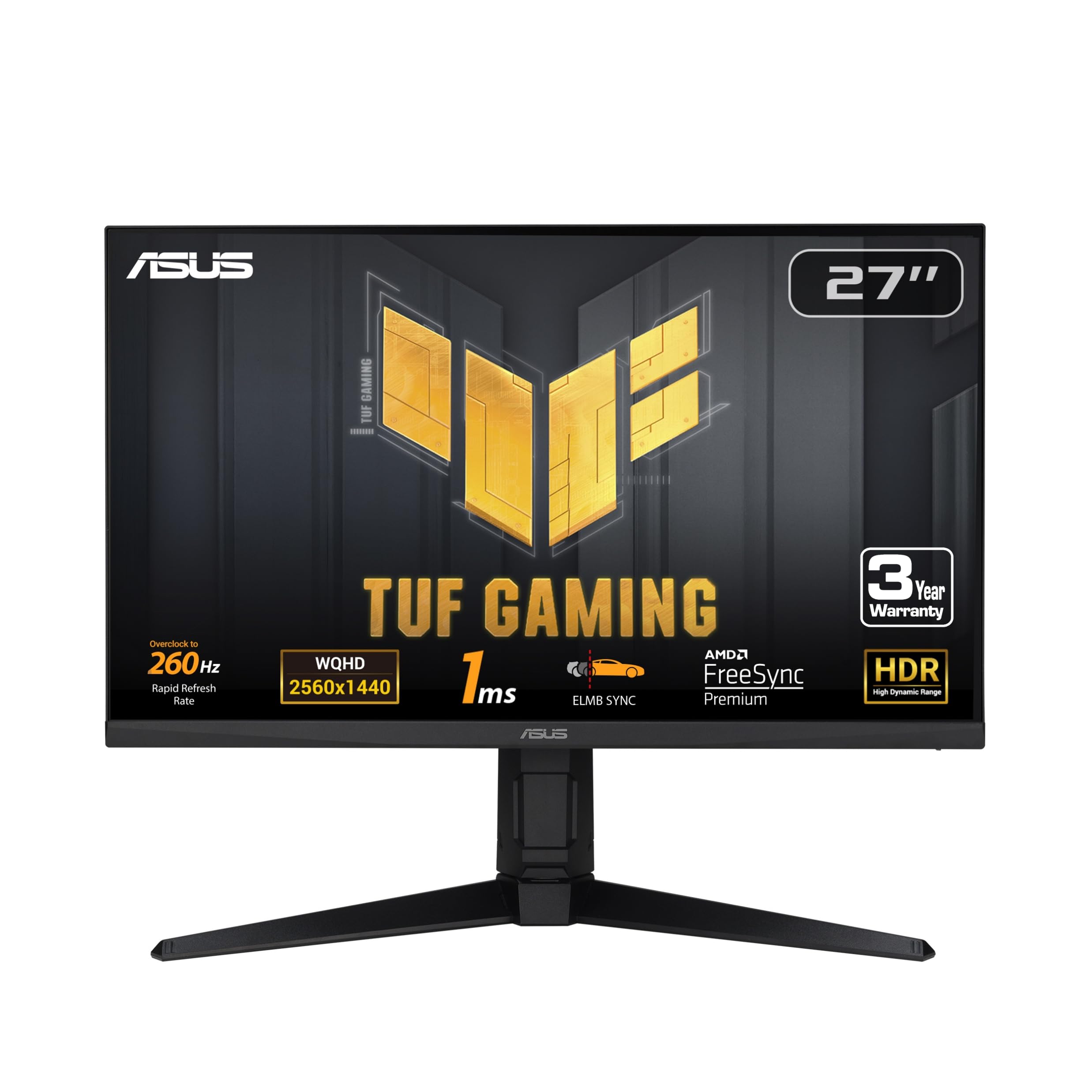 ASUS TUF Gaming 27    1440P Gaming Monitor (VG27AQML1A) - QHD (2560 x 1440), 260Hz, 1ms, Fast IPS, Extreme Low Motion Blur Sync,