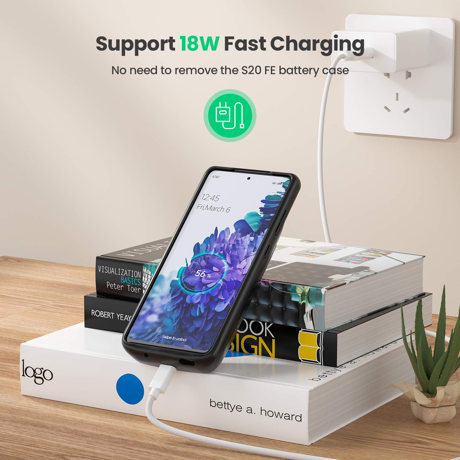 Newdery Battery Case For Samsung Galaxy S20 Fe 10000Mah, Qi Wireless & Fast Charging & Andriod Auto Supported, Portable Extended