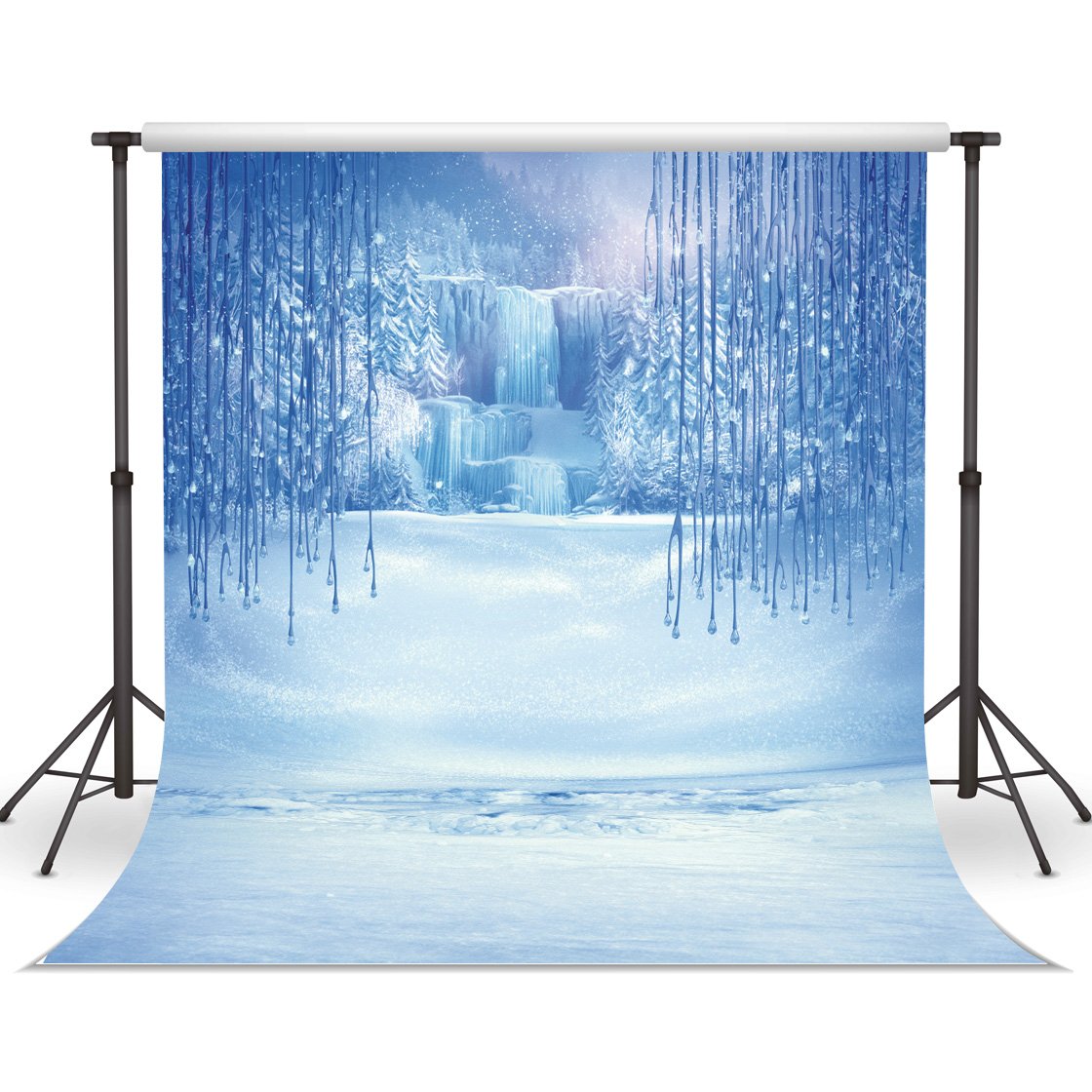 Lywygg 10X10Ft Ice And Snow White World Photography Backdrops Background Christmas Winter Frozen Snow Ice Crystal Pendant World