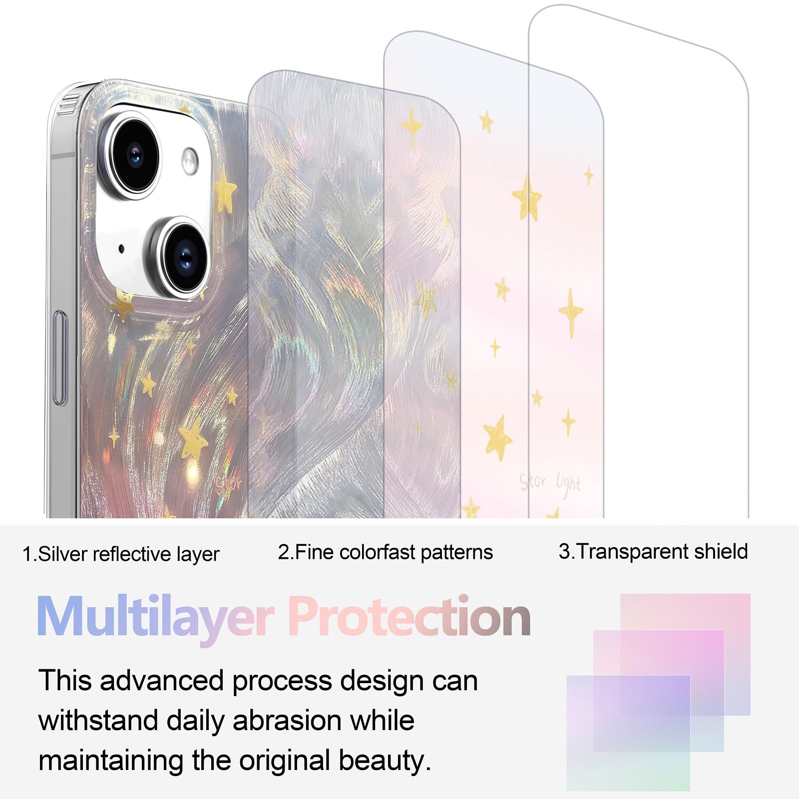 I Mgae In Ar Phone Hard Case 6.1 Inch Compatible With Iphone 15 Case 2023 Release Slim Holographic Pink Butterfly Women Girls, H