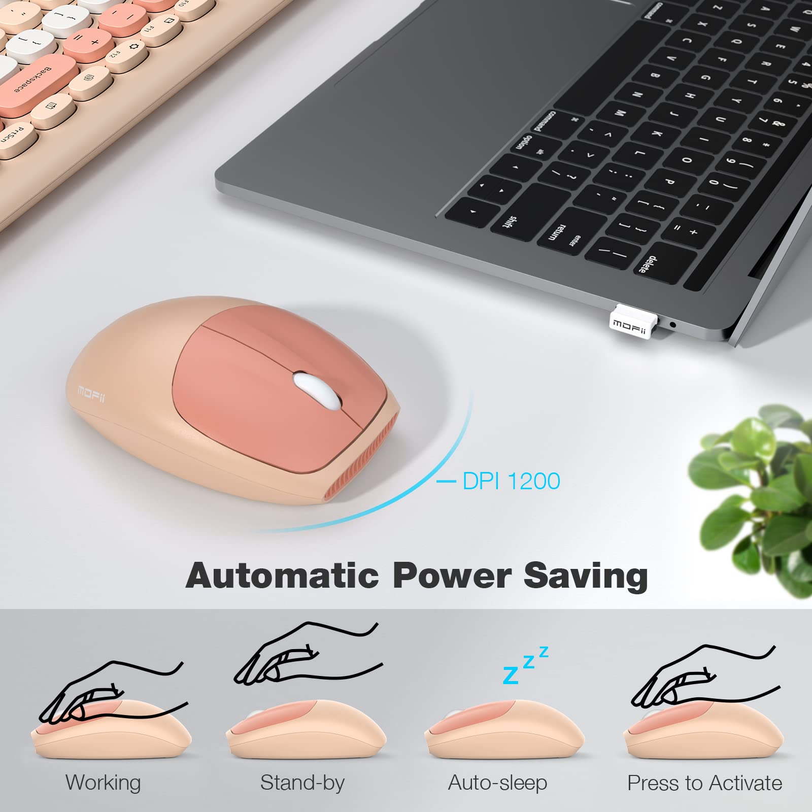 Mofii Wireless Keyboard Mouse Combo, Colorful Compact Full Size Wireless Keyboard And Mouse Set 2.4G Ultra Thin Sleek Design For