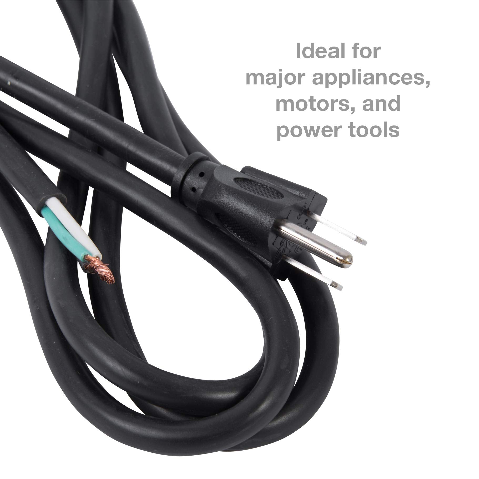 Bergen Industries Inc Ps613163 3 Wire Appliance And Power Tool Cord, 6 Ft, 16 Awg, 13A/125V Ac, 1625W,Black