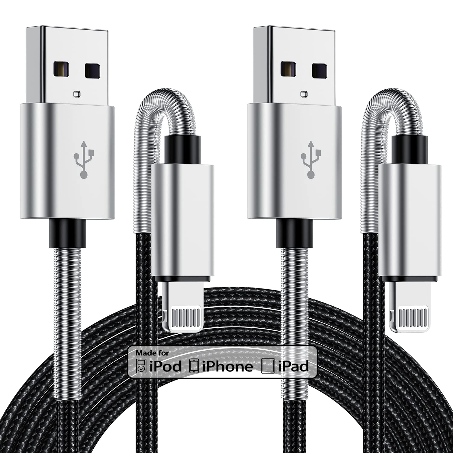 2Pack 10Ft Iphone Charger Cable, [ Apple Mfi Certified ] Long Lightning Cable 10 Foot, High Fast 10 Feet Apple Charging Cable Cord For Apple Iphone14 Pro Max/13 Mini/12/11/Xs/Xr/8