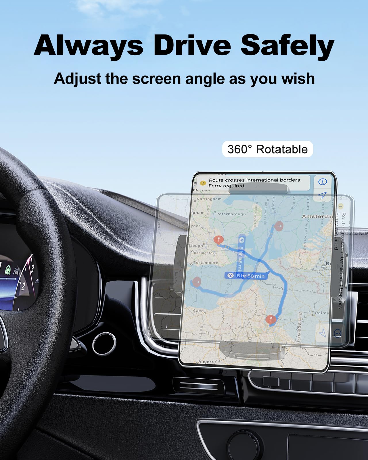 Dicmky Car Phone Mount For Samsung Galaxy Z Fold 6 5 4 3 2 - Folding Screen/Tablet Holder For Car Dashboard 360 Rotatable Fit Fo