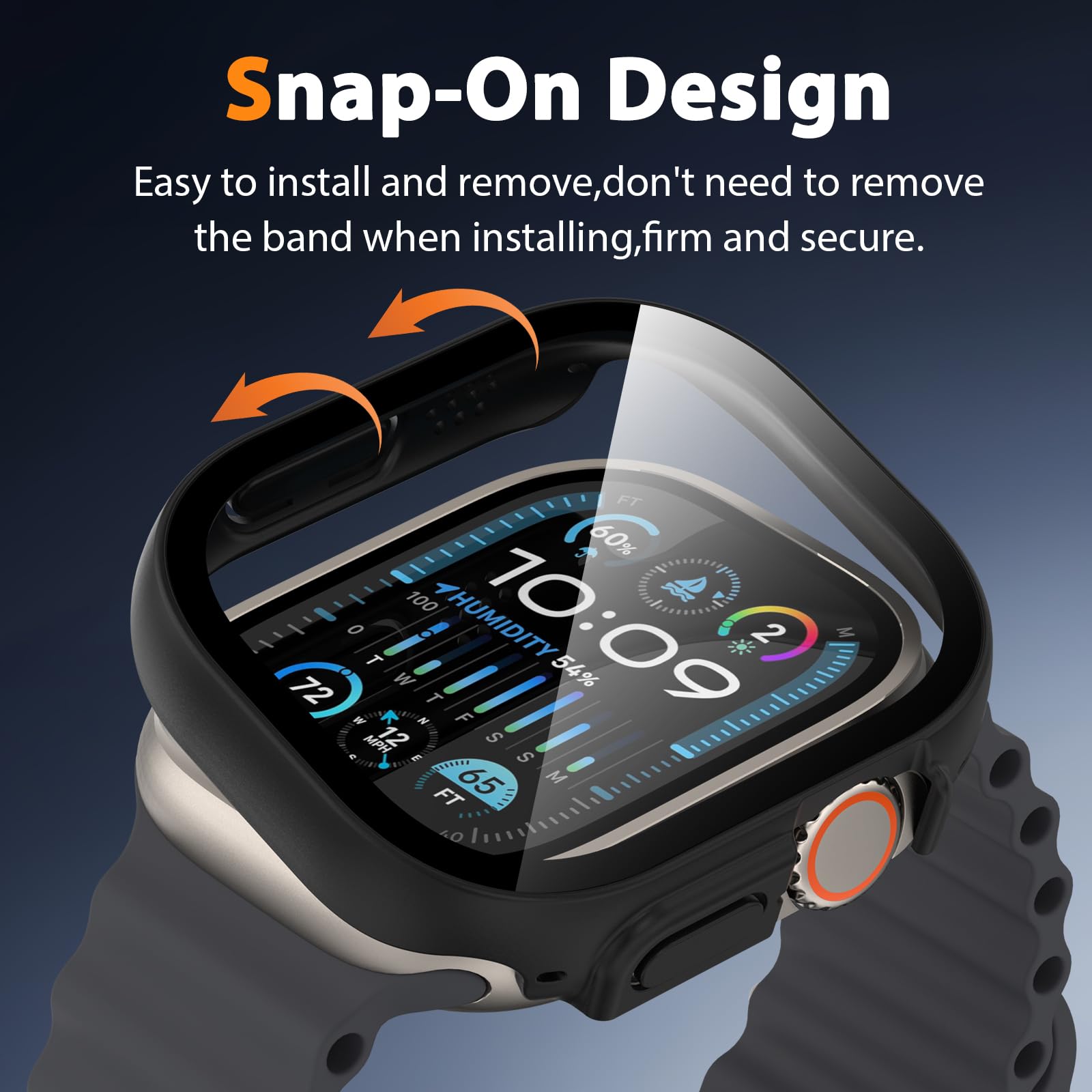 Ewuonu 2 Pack Hard Case For Apple Watch Ultra 3/2/Ultra 49Mm Screen Protector, Tempered Glass Bumper Anti Scratch Hd Ultra Thin