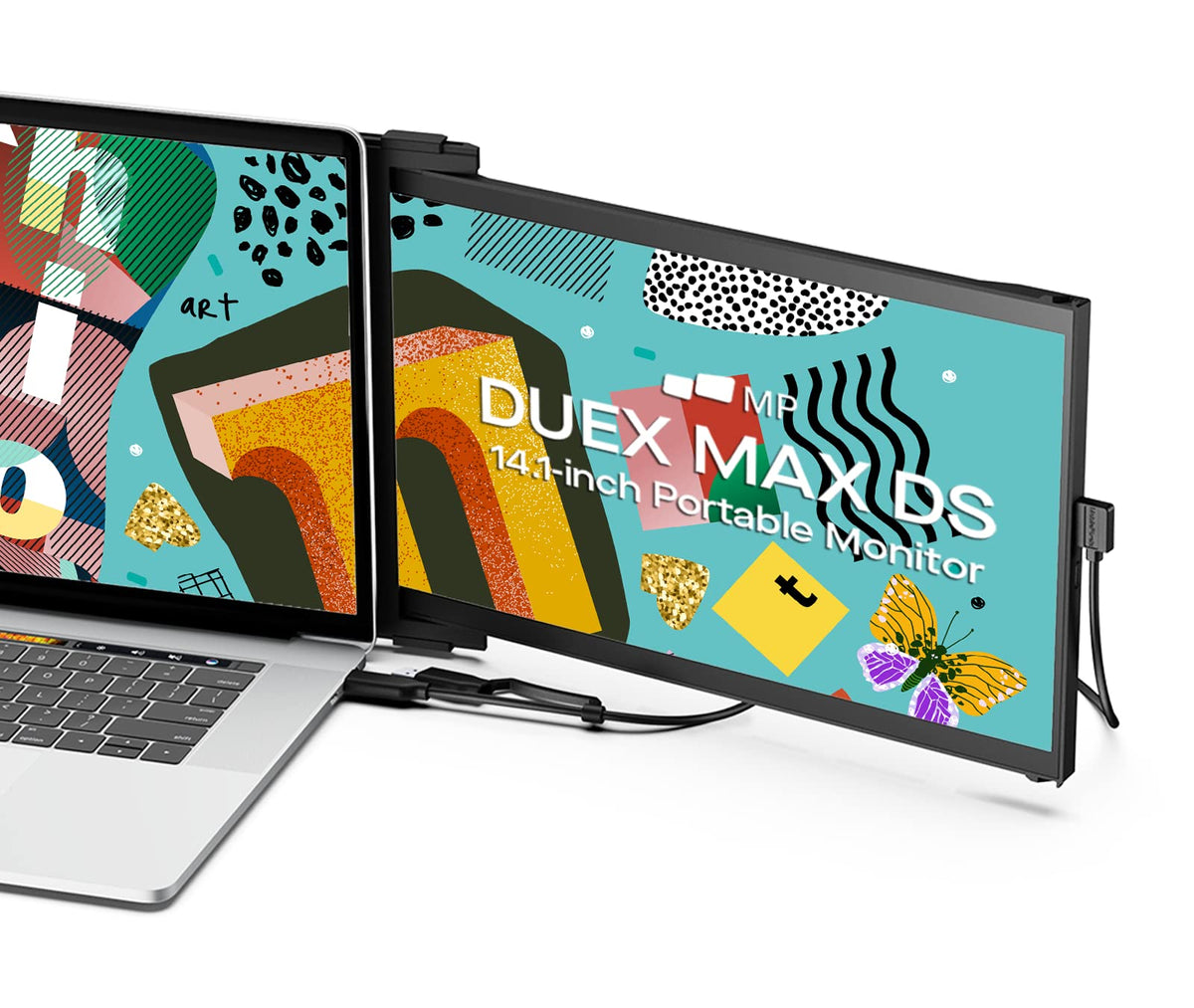 2025 Mobile Pixels Duex Max Ds 14.1'' Fhd Portable Monitor, Usb C/Hdmi Plug And Play 1080P Laptop Monitor Extender, Portable Screen For 14'' 17 '' Laptops, Compatible With Mac/Windows/Android/Switch