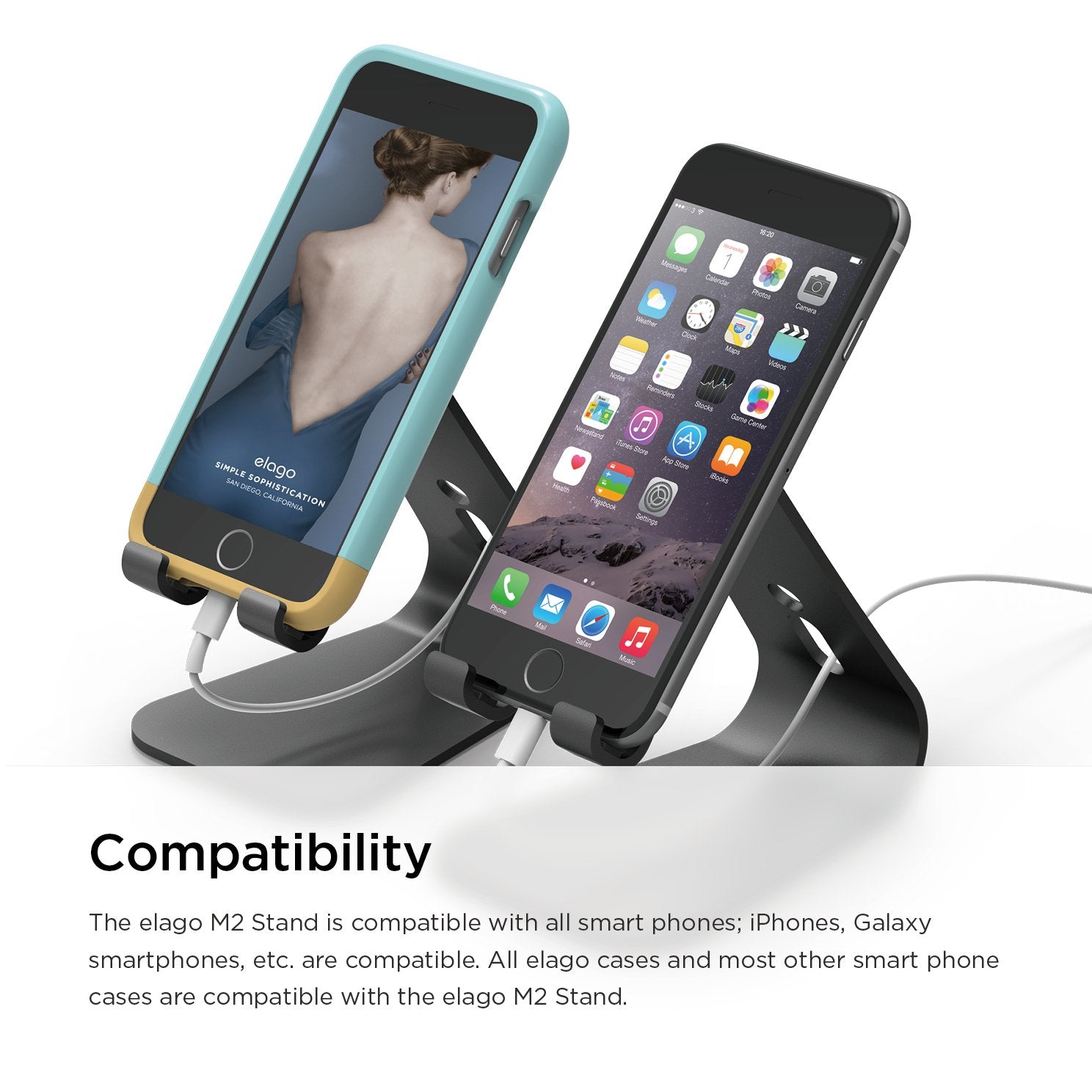 Elago M2 Stand For All Iphones, Galaxy And Smartphones (Angled Support For Facetime) (Black)