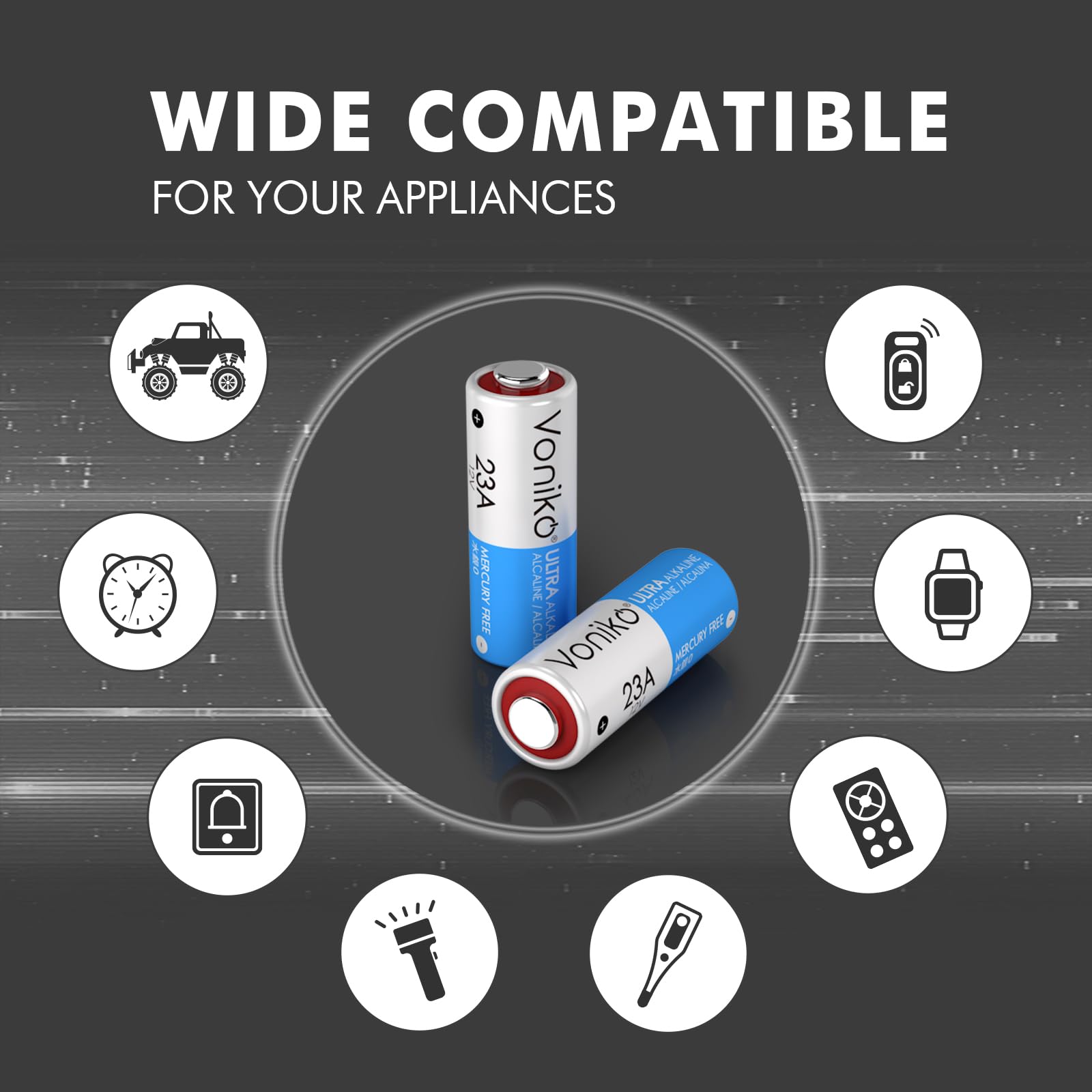 Voniko Alkaline Battery 23A   Ultra 23A Batteries (6 Pack)   Long Lasting 12 Volt A23 Battery For Doorbells And Power Remote