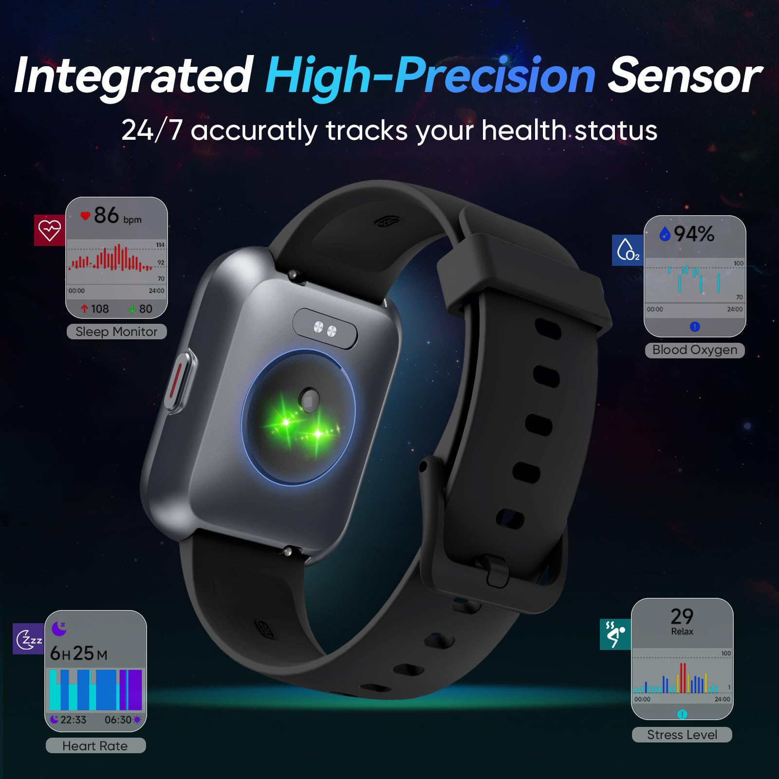 Fitpolo Smart Watches For Men/Women, 1.8'' Alexa Built In Fitness Tracker Watch With Bluetooth Calls, Ip68 Waterproof, Heart Rat