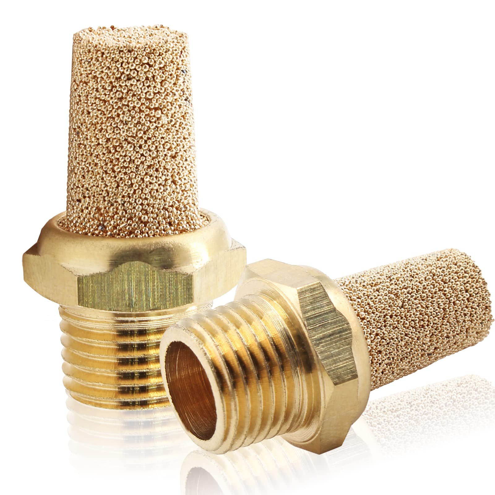 Jiozermi 12 Pcs Air Pneumatic Mufflers Silencer, Brass Pneumatic Exhaust Muffler, 1/8 Npt Male Air Silencer Fitting