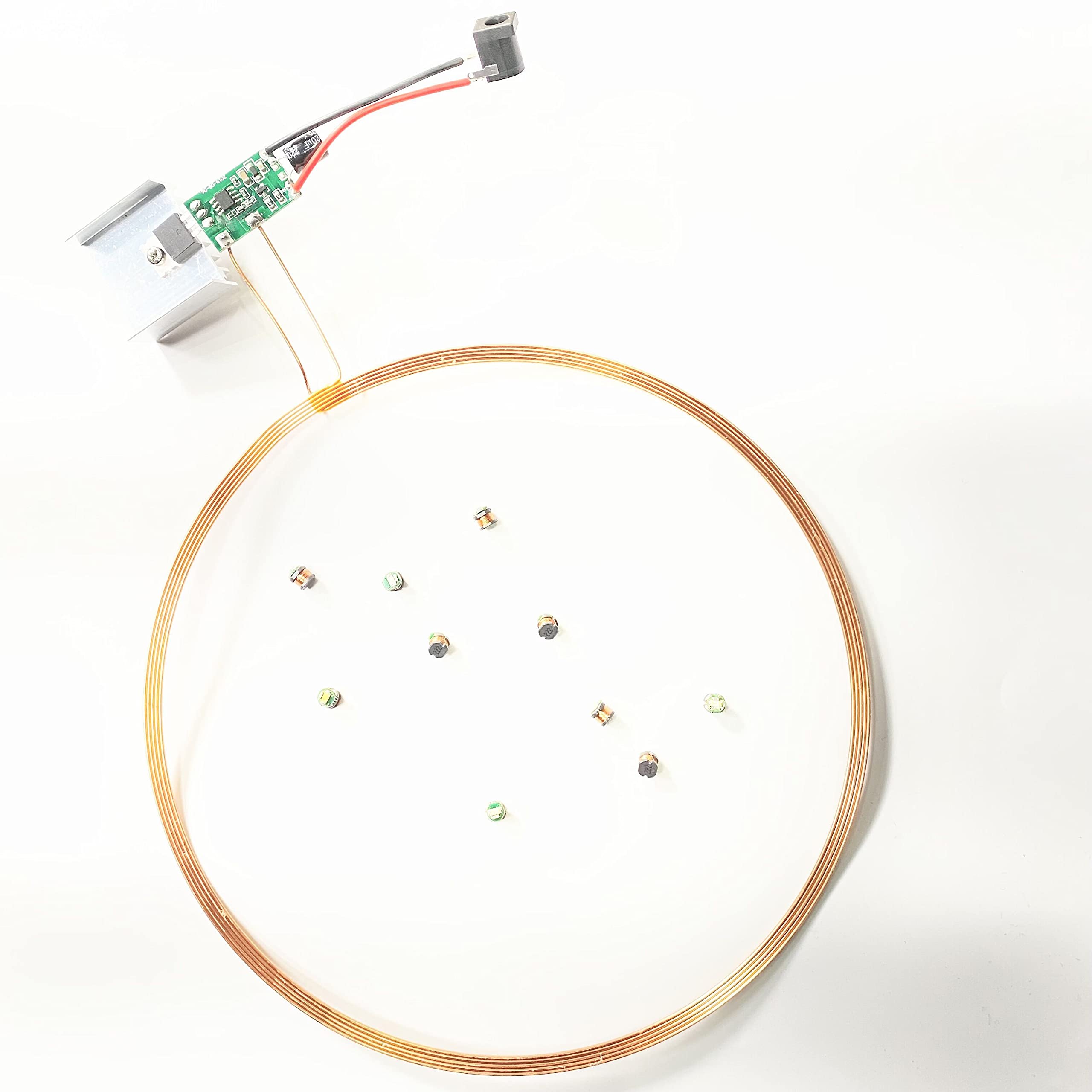 Taidacent 24V 200Mm One To Many Long Distance Wireless Inductive Coil Wireless Leds Induction Wireless Charging Module Wireless Power Supply(1 Transmitter Coil And 10 Mixed Wireless Leds)
