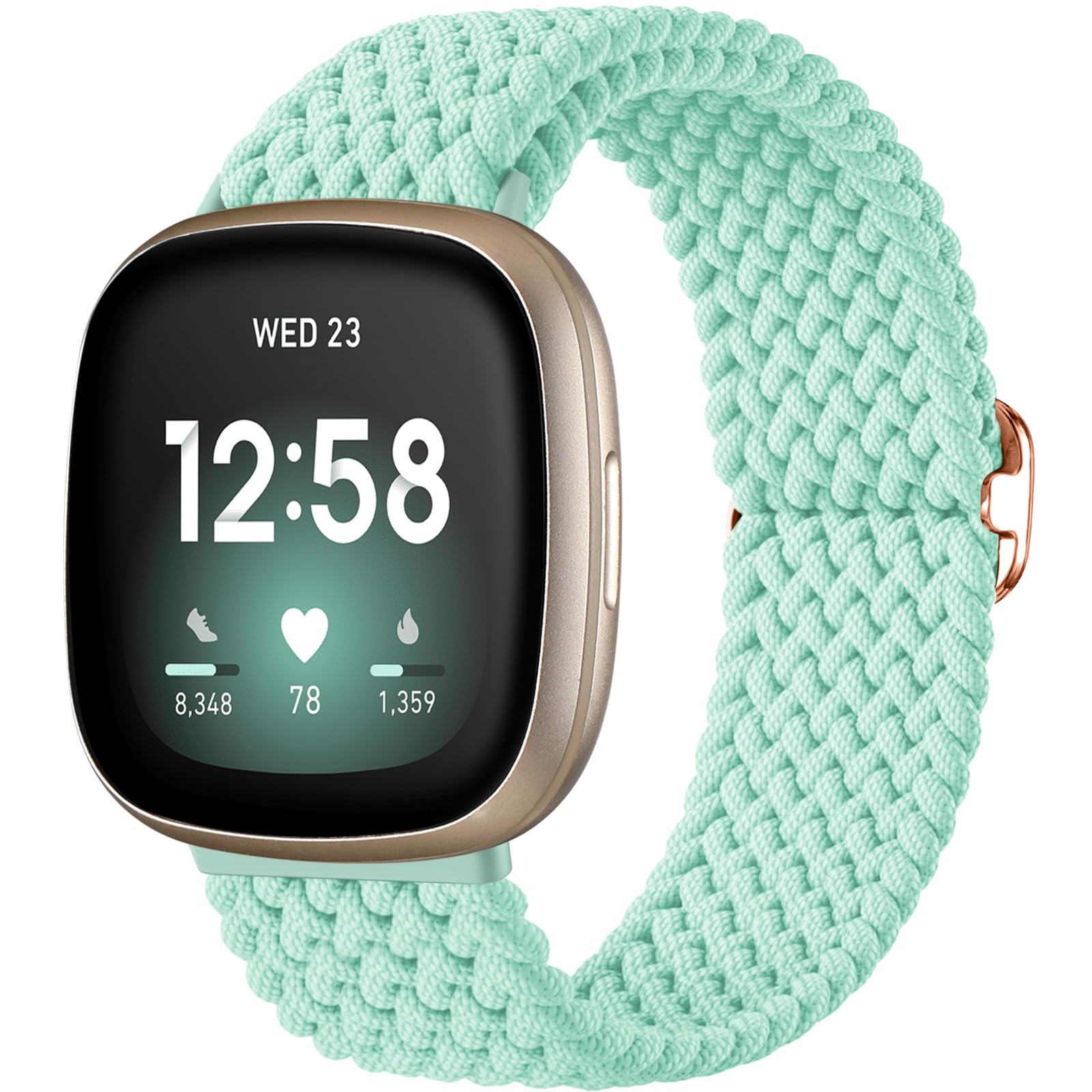 Maledan Clean Bands Compatible For Fitbit Sense/Sense 2 Bands Women Men, Adjustable Stretchy Solo Loop Elastic Nylon Sport Strap