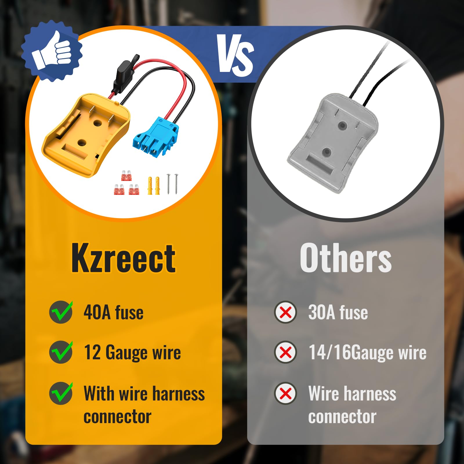 Kzreect Power Wheels Adapter For Dewalt 20V Battery Adapter, Power Wheels Battery Conversion Kit With Fuse Holder And Wire Harne