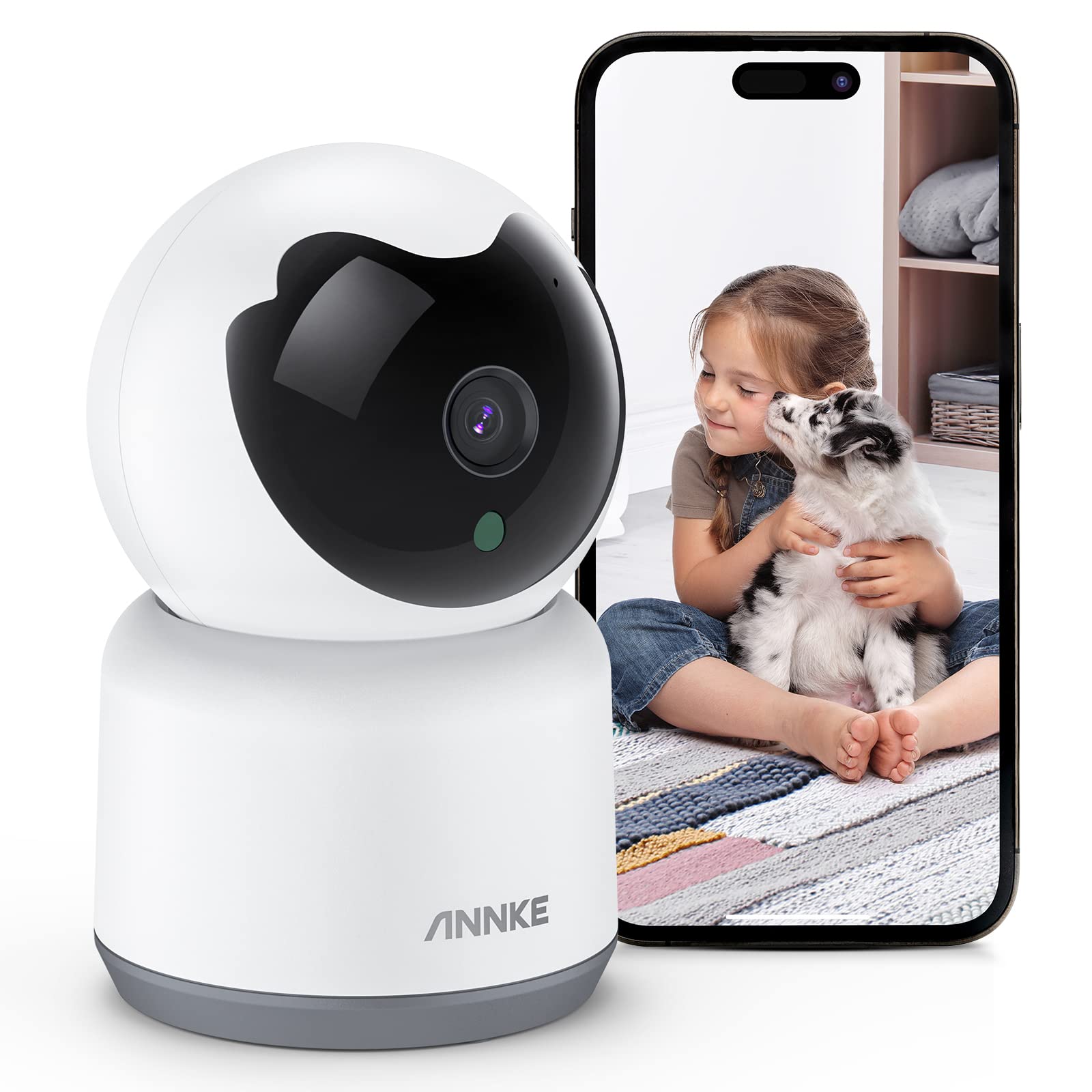 Annke Crater 2 2K Wifi Pan Tilt Smart Security Camera, Upgraded 3Mp Baby/Pet Monitor, Indoor Ip Camera 360 Degree With Two Way A