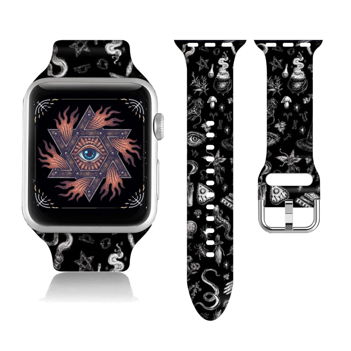 Compatible With Goth Gothic Black Apple Watch 38/40/41/42/44/45Mm For Women Men,Soft Silicone Halloween Gifts Decorations Replac