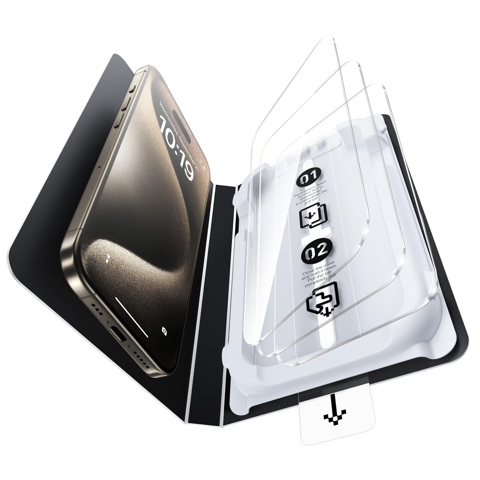 Smartdevil 3 Pack Screen Protector For Iphone 15 Pro Max, Bubble And Dust Free Box, Hd Tempered Glass, Military Grade Shatterpro