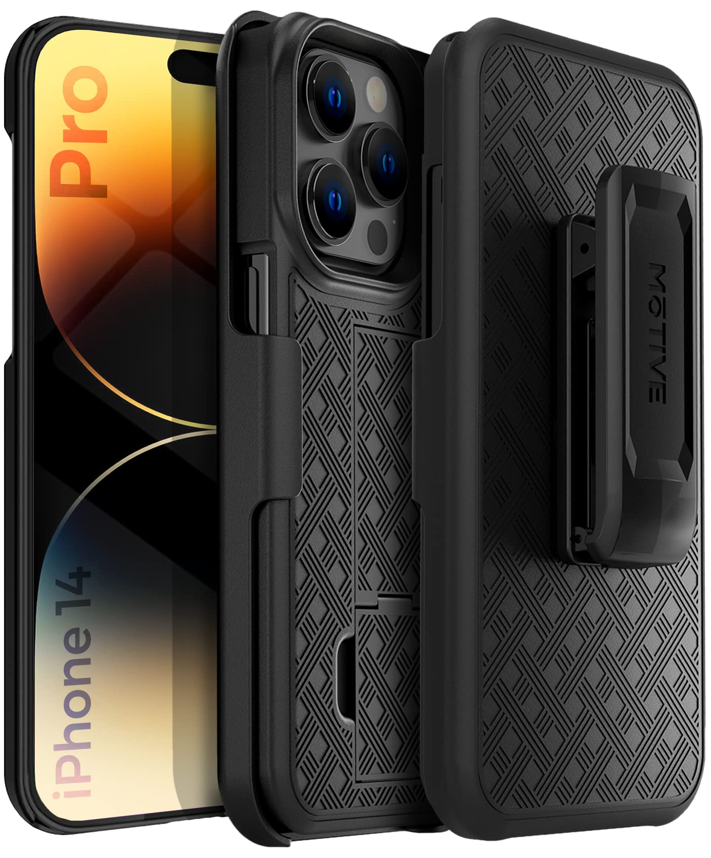Motive For Iphone 14 Pro Holster Case, Belt Clip Case For Apple Iphone 14 Pro, Shell Holster Combo 14 Pro, Slim Rugged Drop Shoc