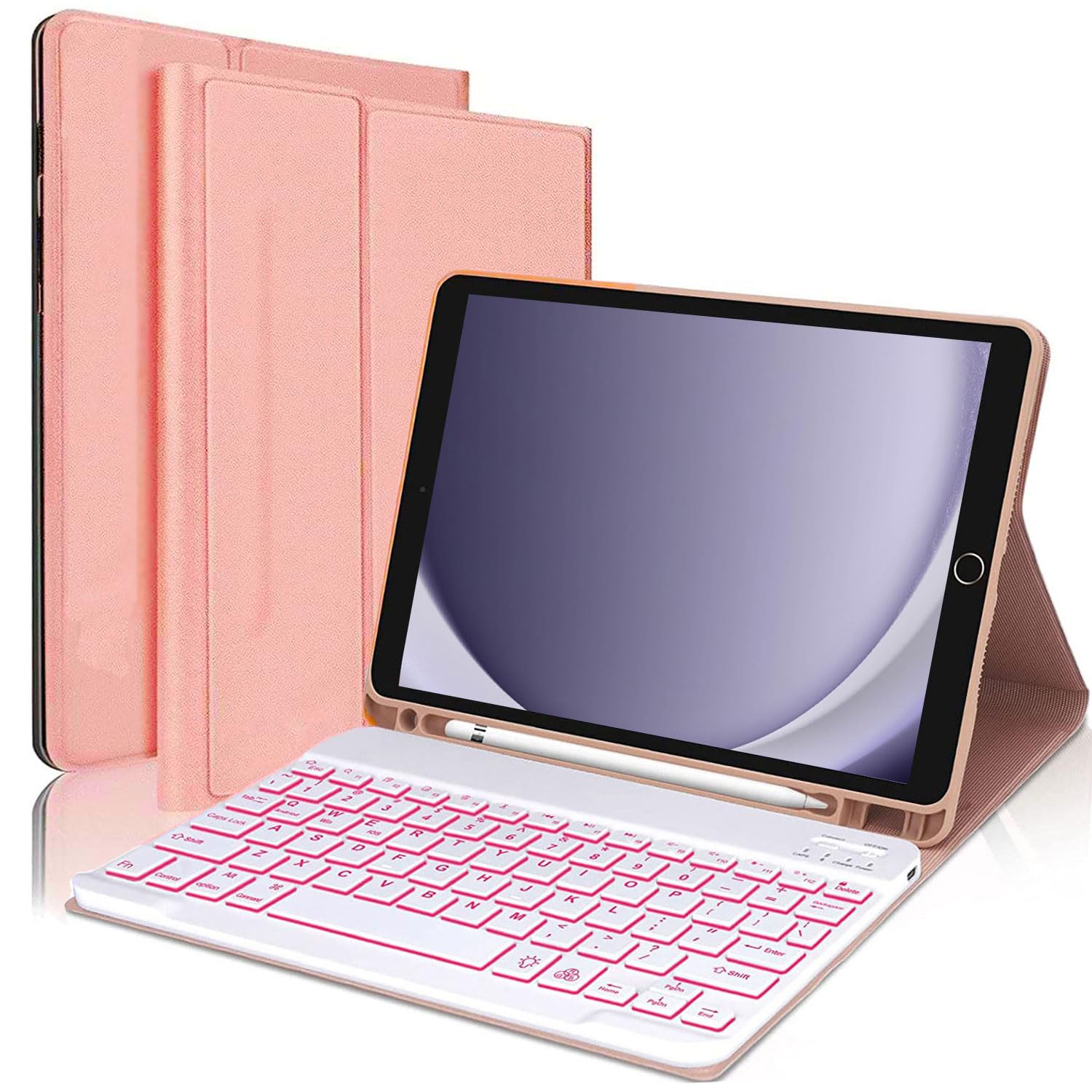 Keyboard Case for Samsung Galaxy Tab A9 Plus 11 inch (SM-X210/X216/X218) 2023,7 Color Backlite 5G A9+ Keyboard Magnetic Case wit