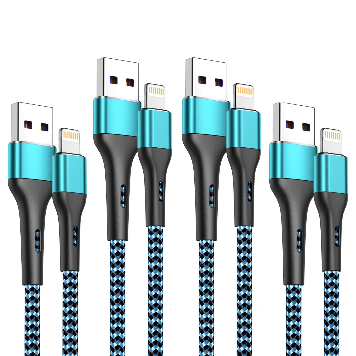 Iphone Charger 4Pack 7Inch, [Apple Mfi Certified] Short Lightning Cable 7Inch, Iphone Charging Cord Fast Charging Cable For Iphone 13 12 Pro Max Mini 11 Pro Xs Xr X 10 8 7 Plus 6S 6 Se Ipad Ipod Blue