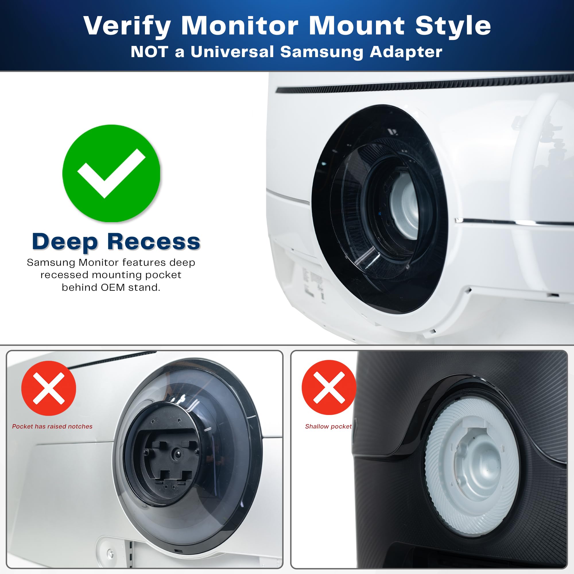 Vivo Deep Recessed Vesa Adapter Plate Bracket Designed For Samsung Odyssey Neo G9, G95Na, And Odyssey G9 Monitors, Vesa 100X100,