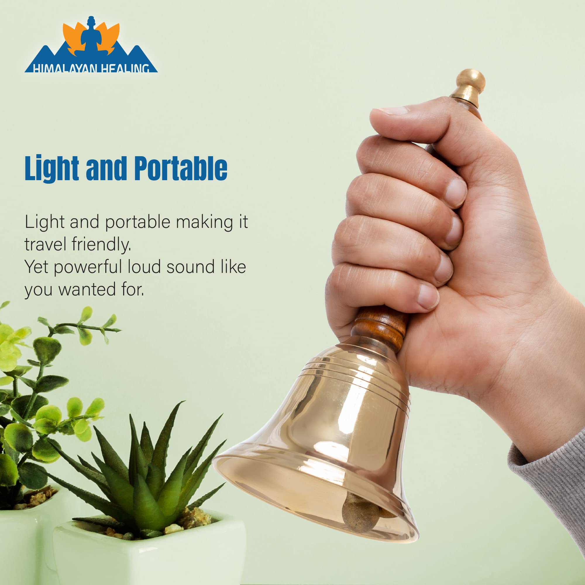Large Hand Bell~ Super Loud Hand Call Bell With Brass Solid Wood Handle, Very Loud Hand Bell ~(4'' D, 9'' H) Hand Bells For Wedd