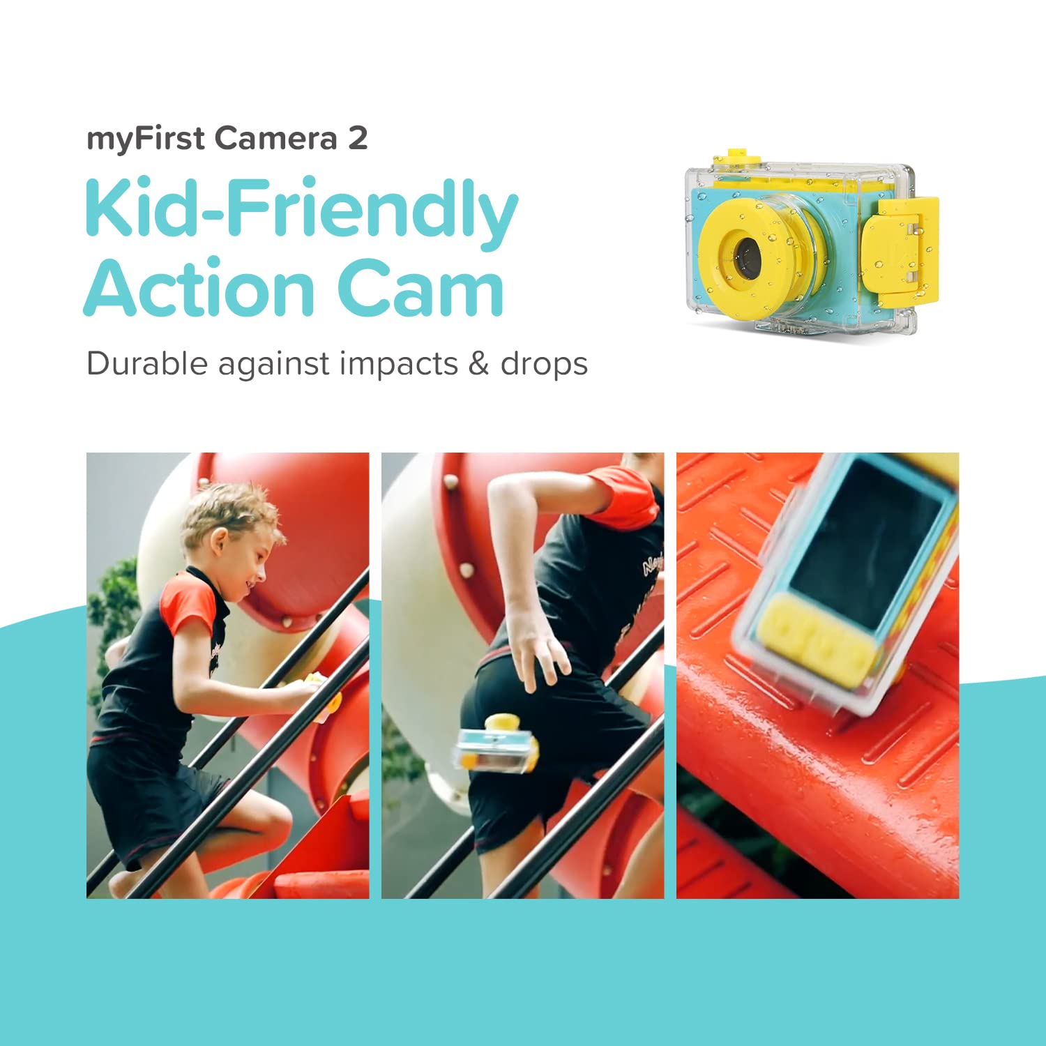 Myfirst Camera 2 8Mp Underwater Camera For Kids Waterproof Camera 1080P Hd Video With Free 16Gb Memory Card Shockproof Case Acti