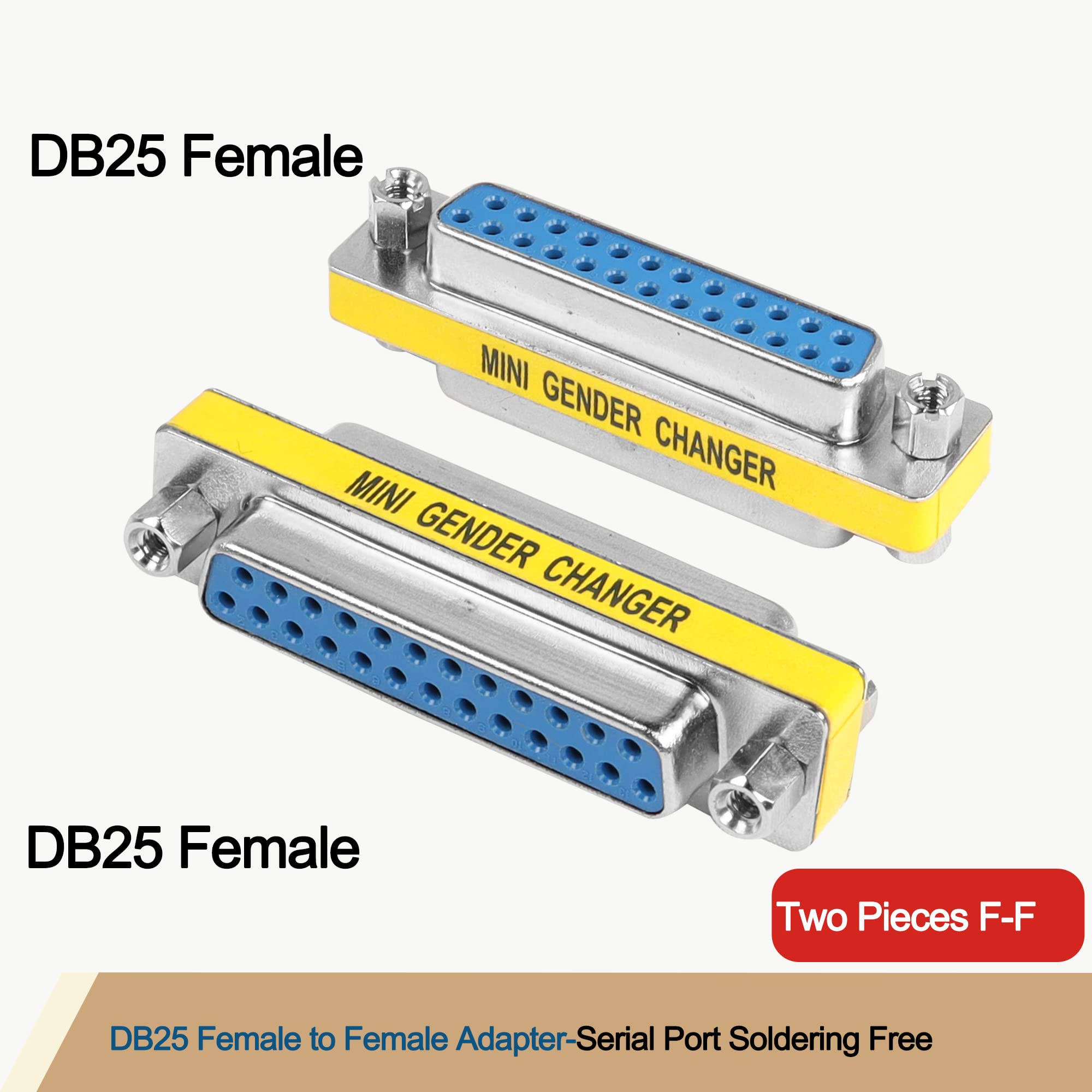 Meiriyfa Db25 25 Pin Gender Changer D Sub 25Pin Coupler Serial Cable Gender Changer Rs232 Vga Adapter Connetor For Applications Pack Of 2 (Female To Female)